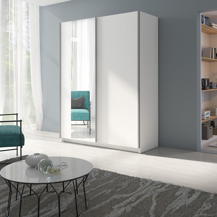 MO Gozo III White 180 cm Wardrobe with Mirror