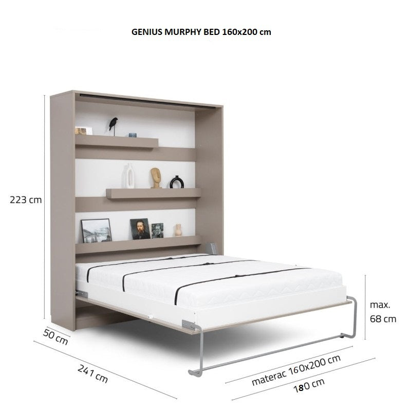 Customizable Genius Murphy Bed Set with Sofa 160×200 cm – Cashmere