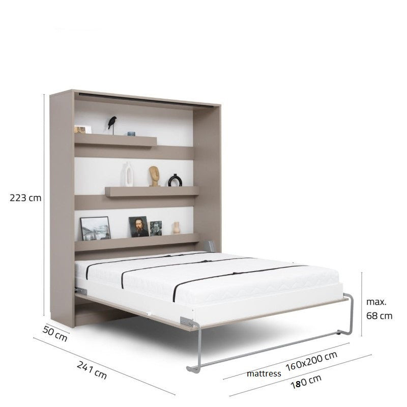 Genius Vertical Wall Bed – Space-Saving Solution for 160x 200 cm Mattress, LED Lighting
