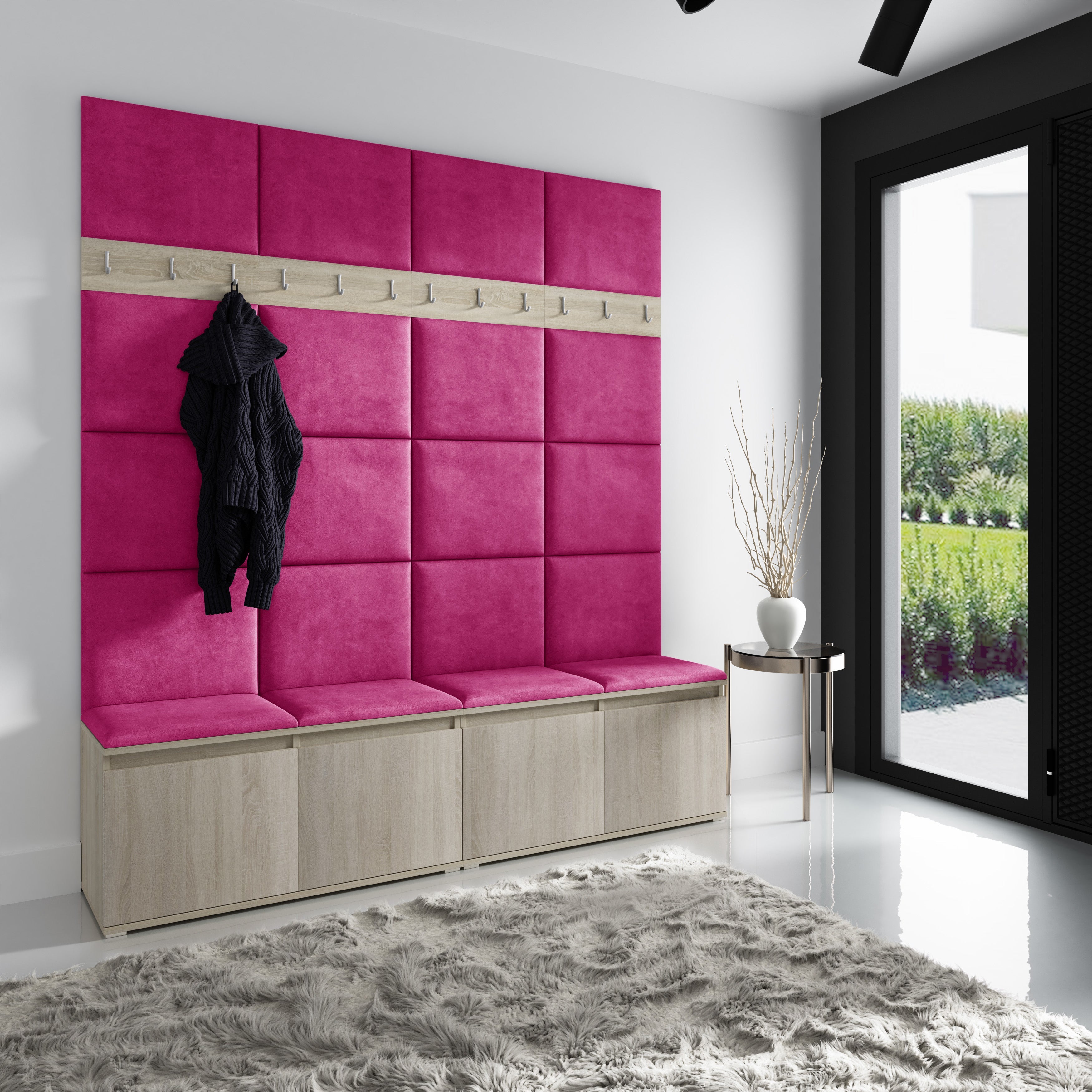 PK Emi 4 Hallway Wardrobe Sonoma - Upholstered Panels in Various Colours