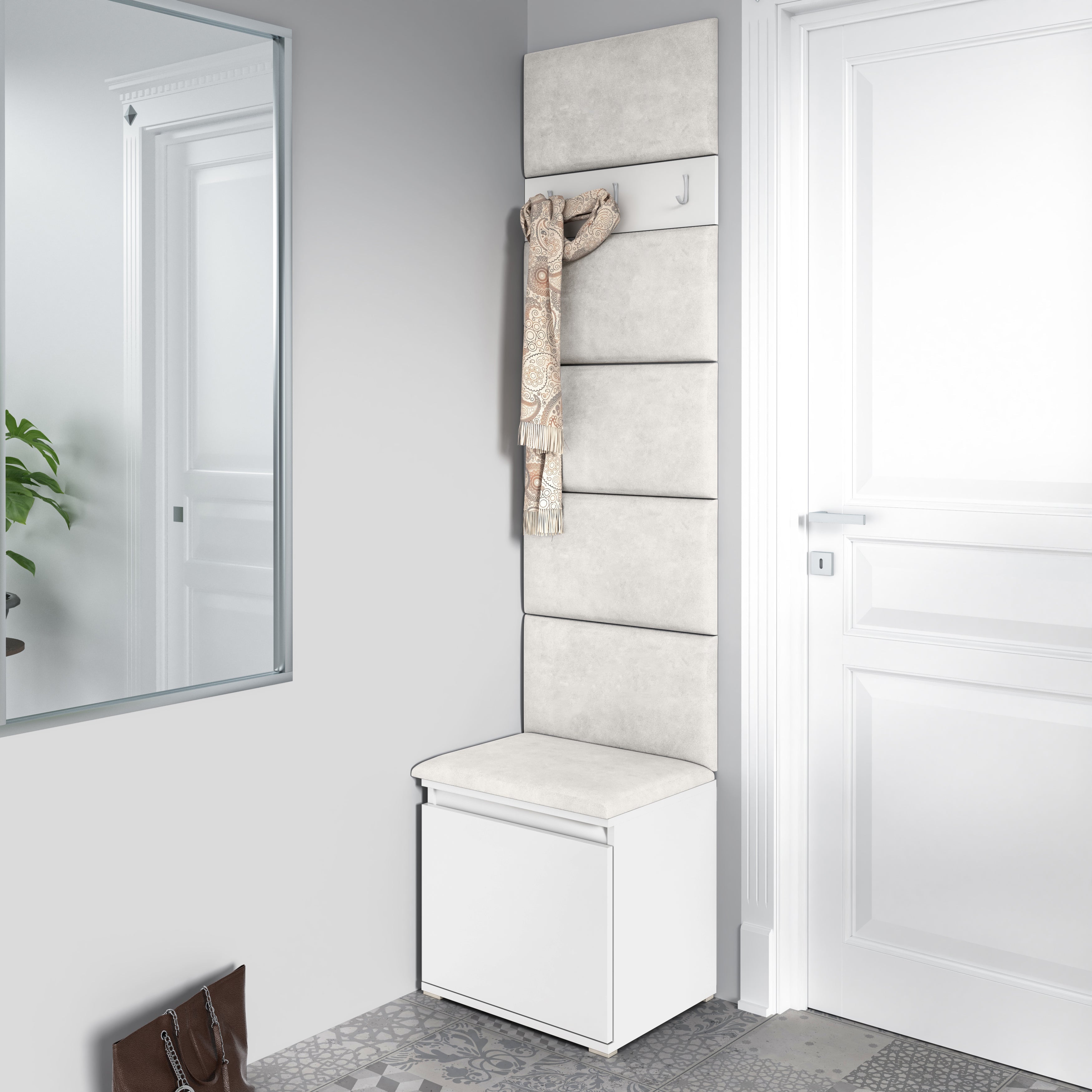 PK Emi 7 Hallway Wardrobe White - Upholstered Panels in Various Colours