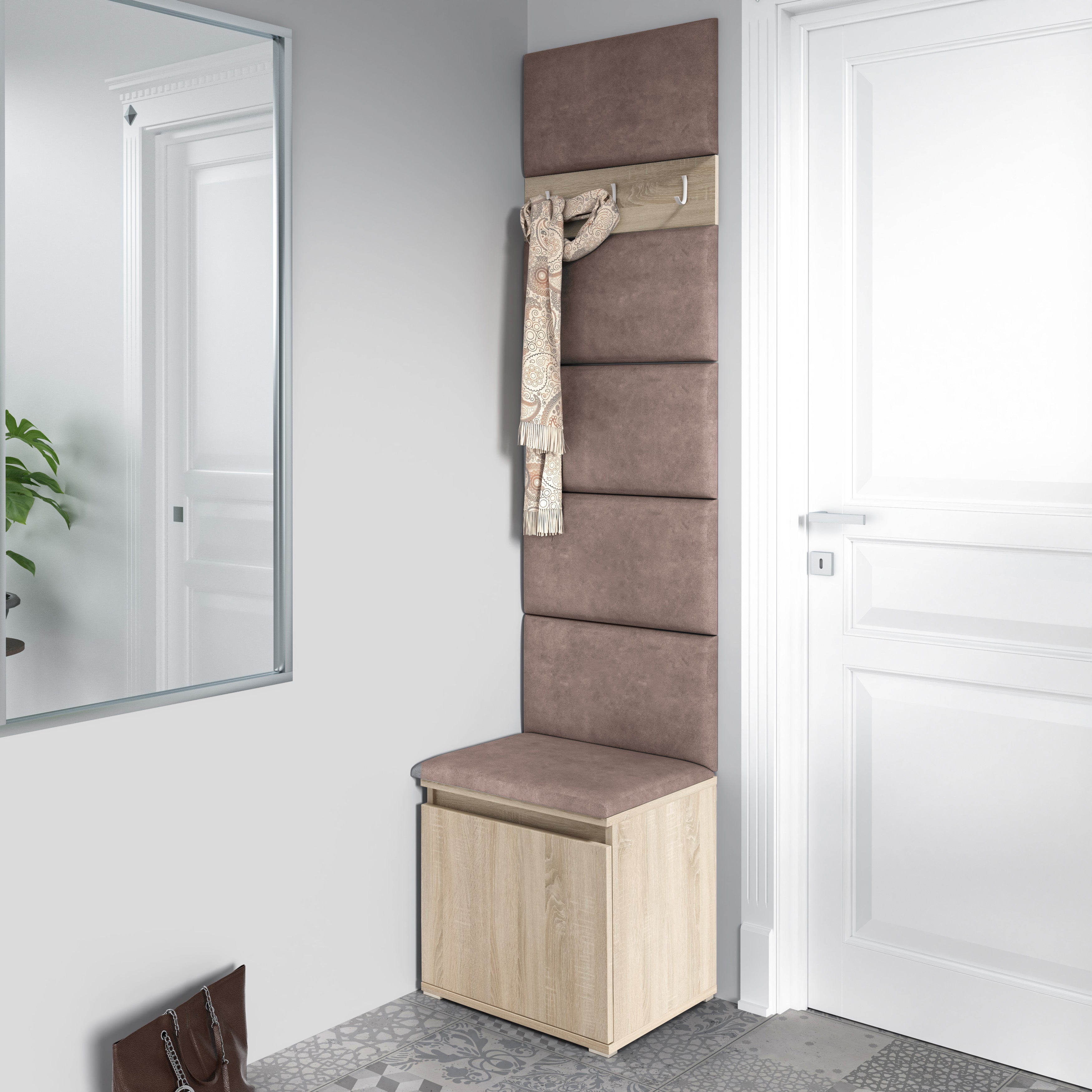PK Emi 7 Hallway Wardrobe Sonoma - Upholstered Panels in Various Colours