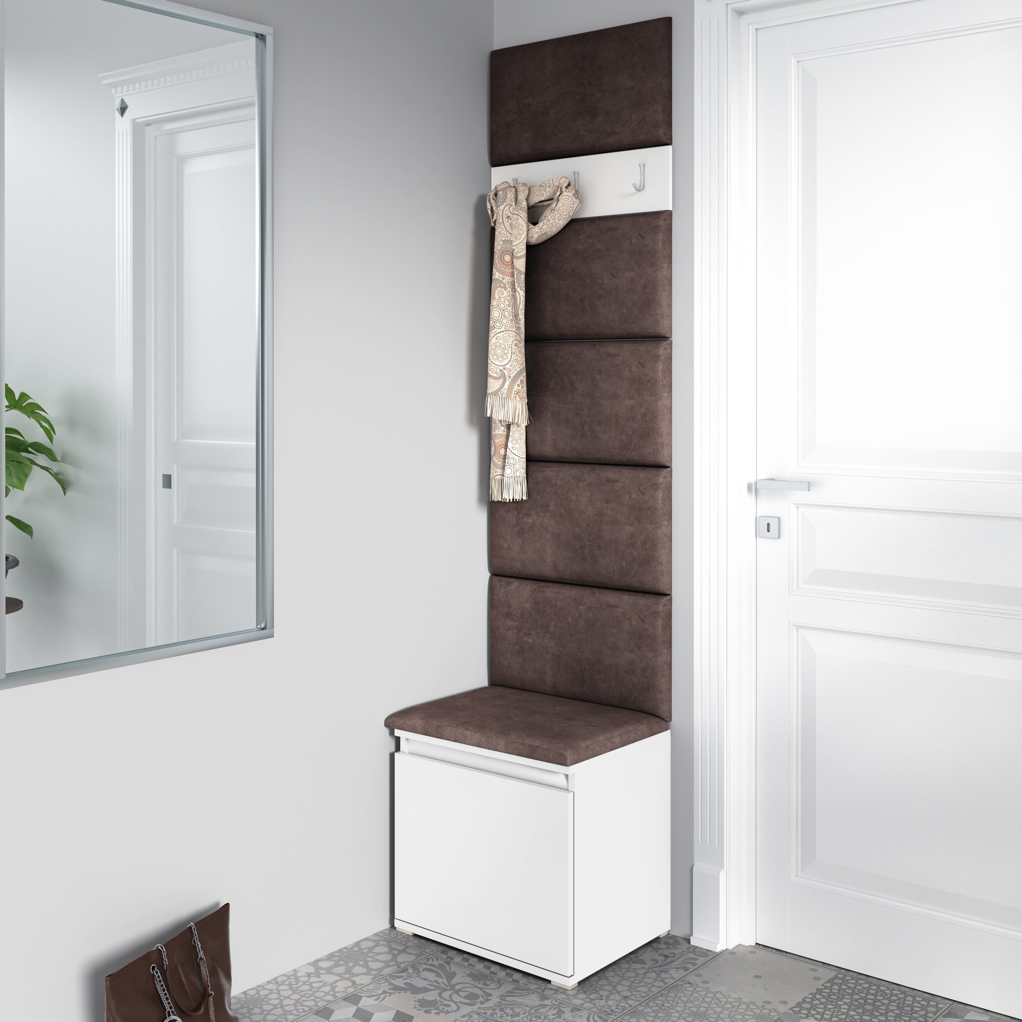 PK Emi 7 Hallway Wardrobe White - Upholstered Panels in Various Colours