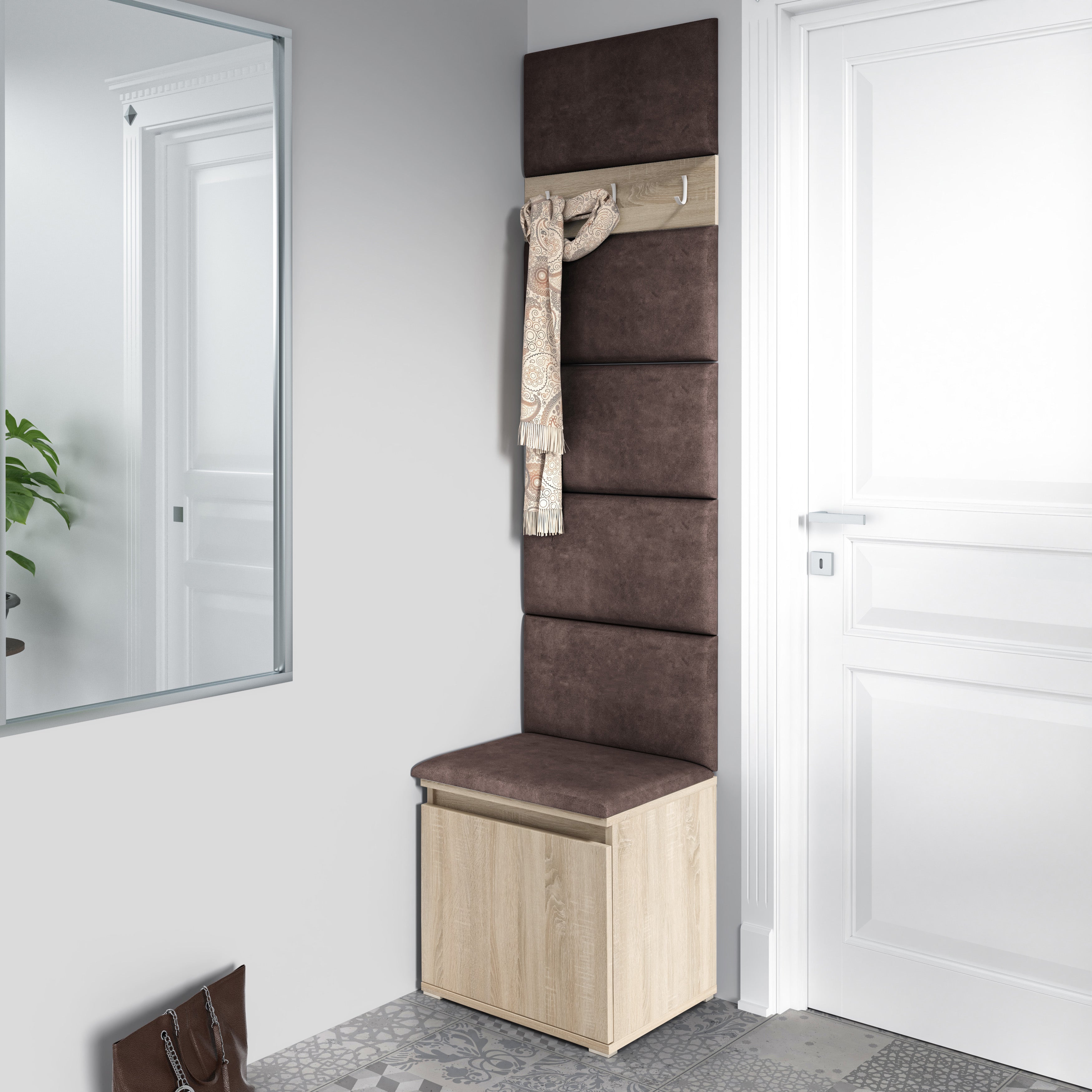 PK Emi 7 Hallway Wardrobe Sonoma - Upholstered Panels in Various Colours