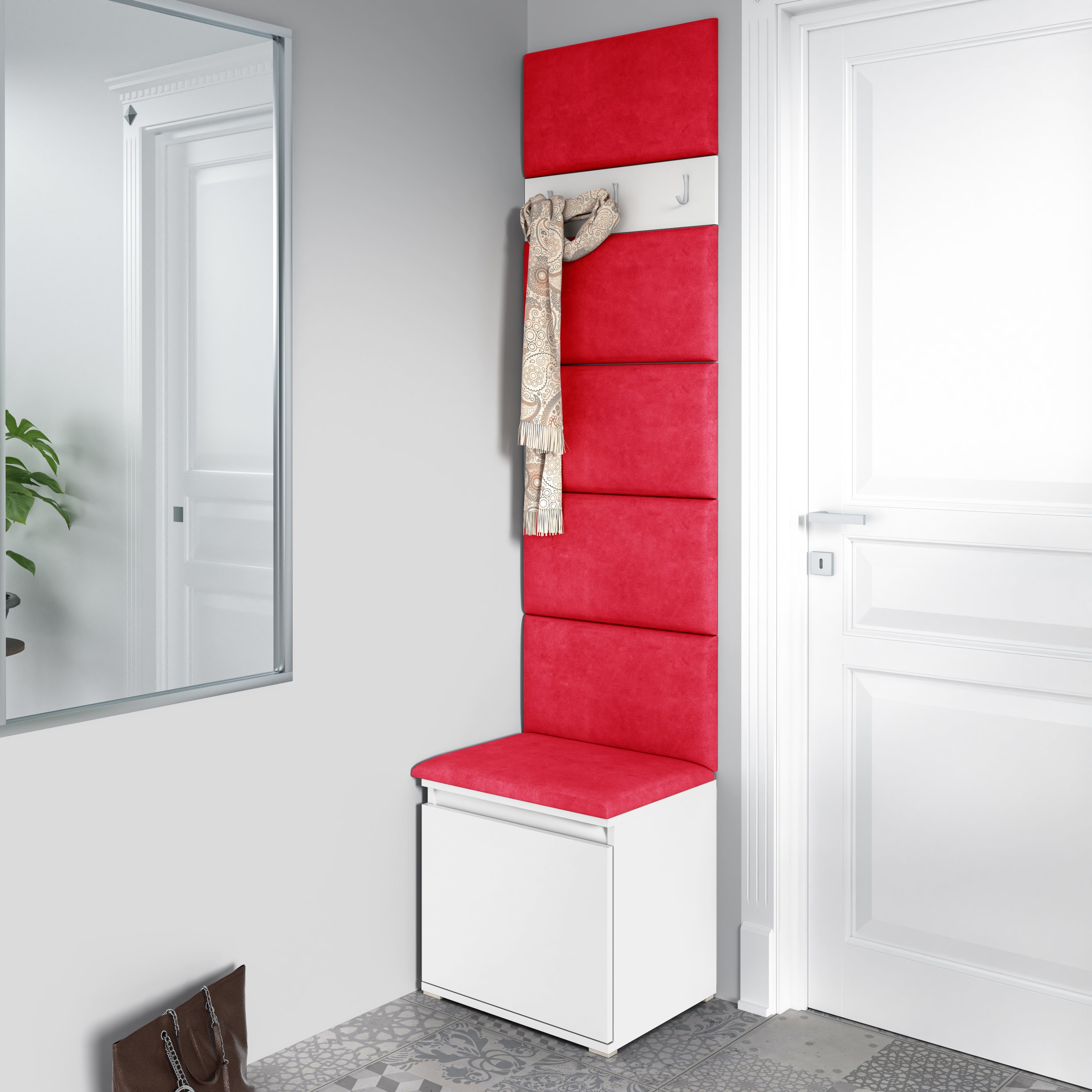 PK Emi 7 Hallway Wardrobe White - Upholstered Panels in Various Colours