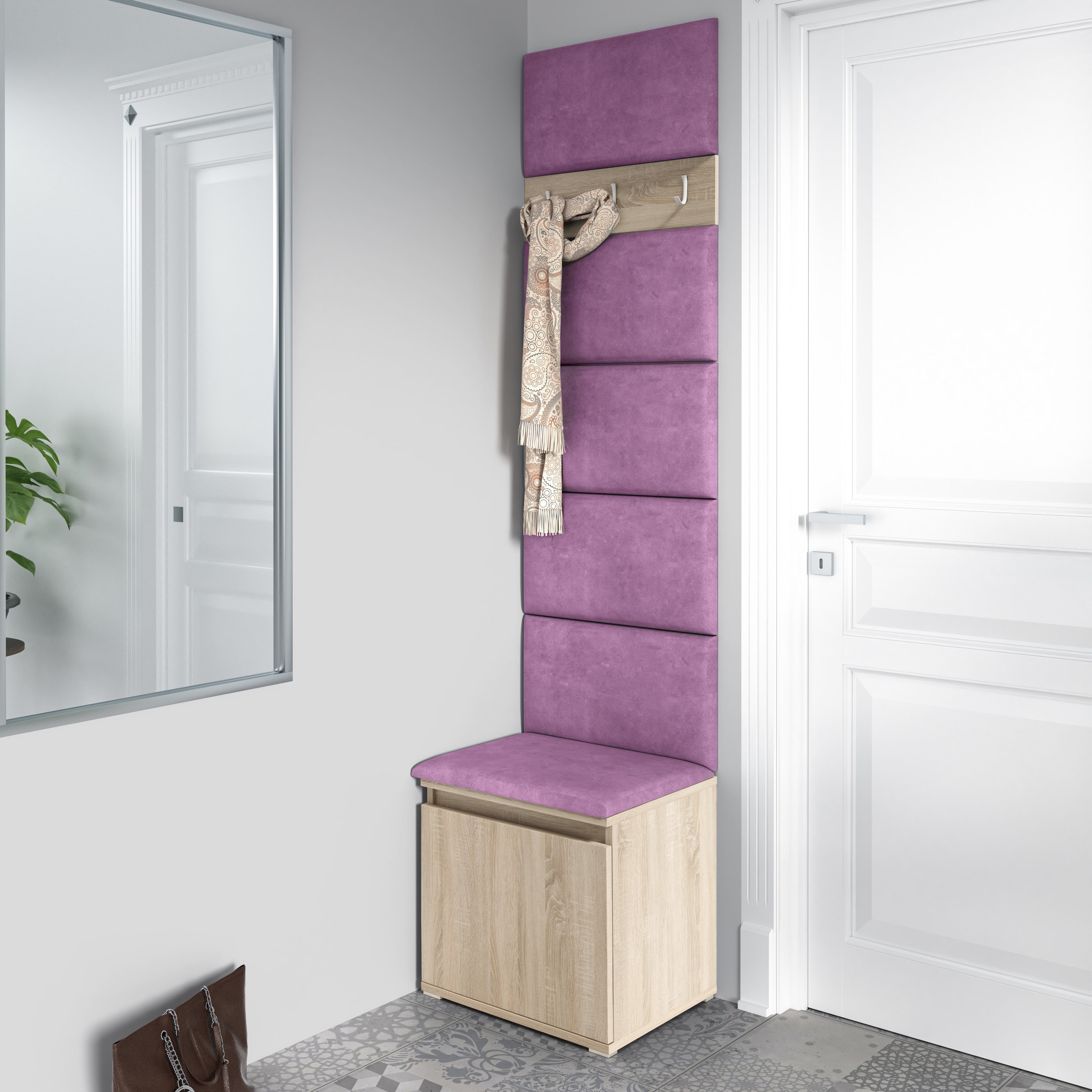 PK Emi 7 Hallway Wardrobe Sonoma - Upholstered Panels in Various Colours