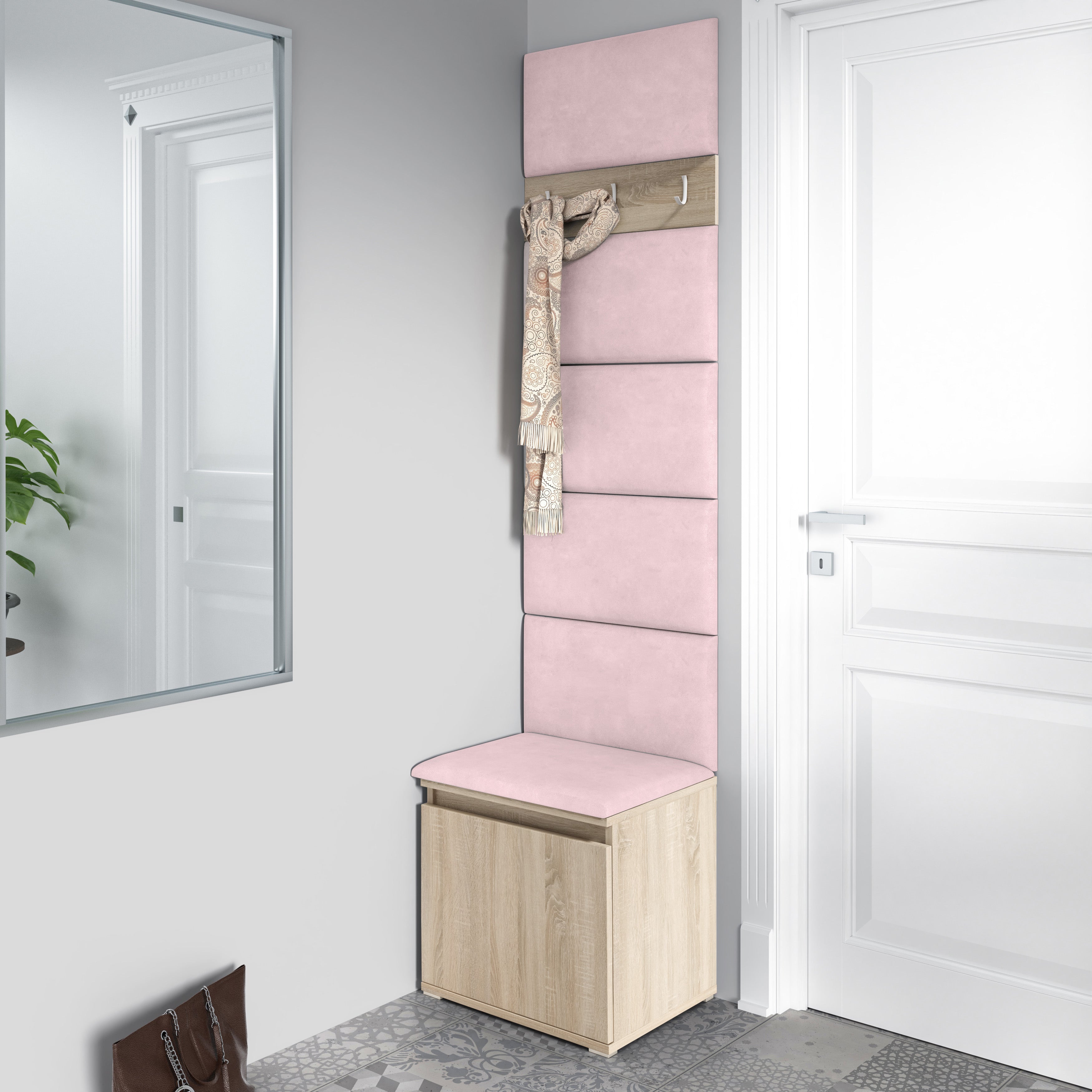 PK Emi 7 Hallway Wardrobe Sonoma - Upholstered Panels in Various Colours