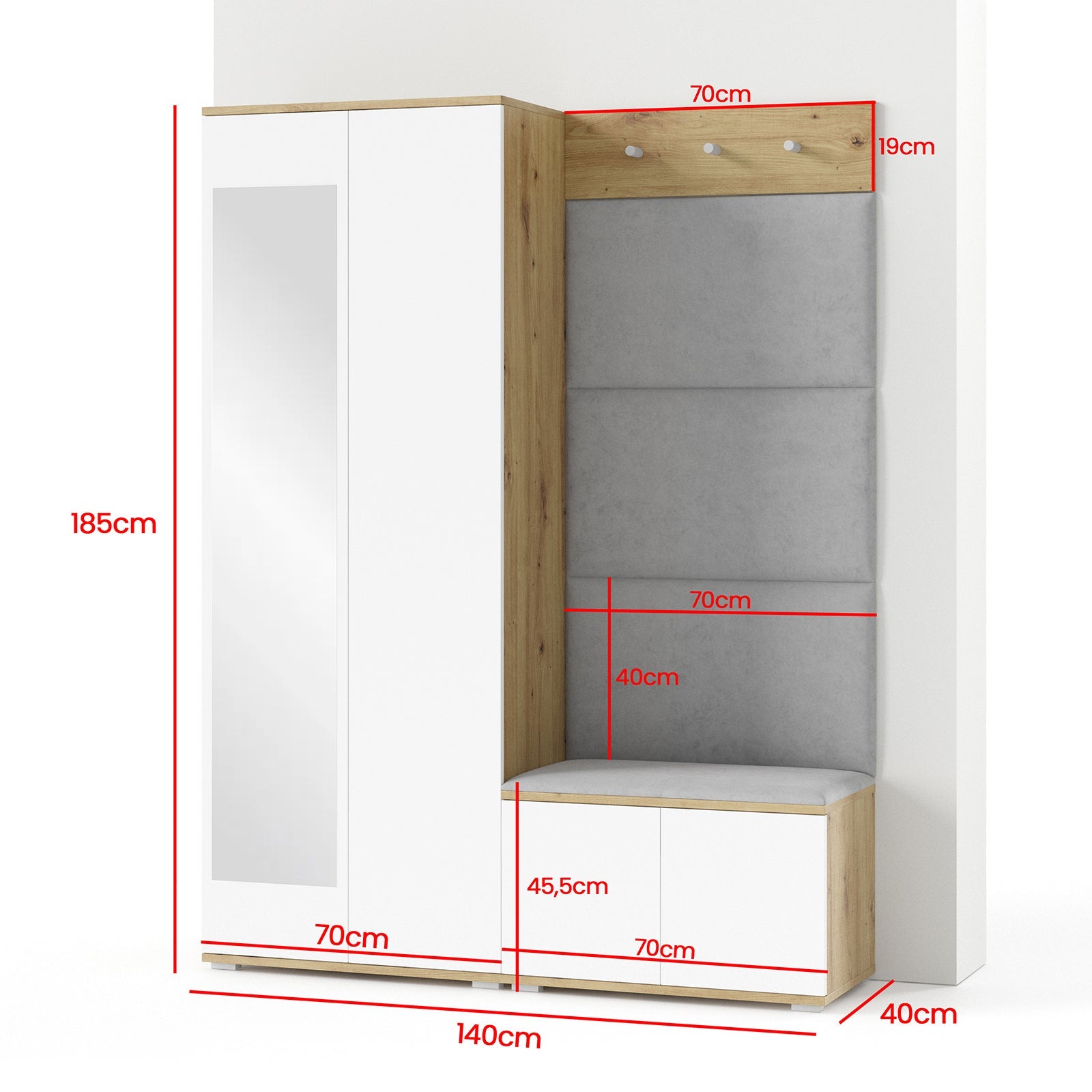 PK Sevilla 1 Hallway Wardrobe -Upholstered Panels in Various Colours