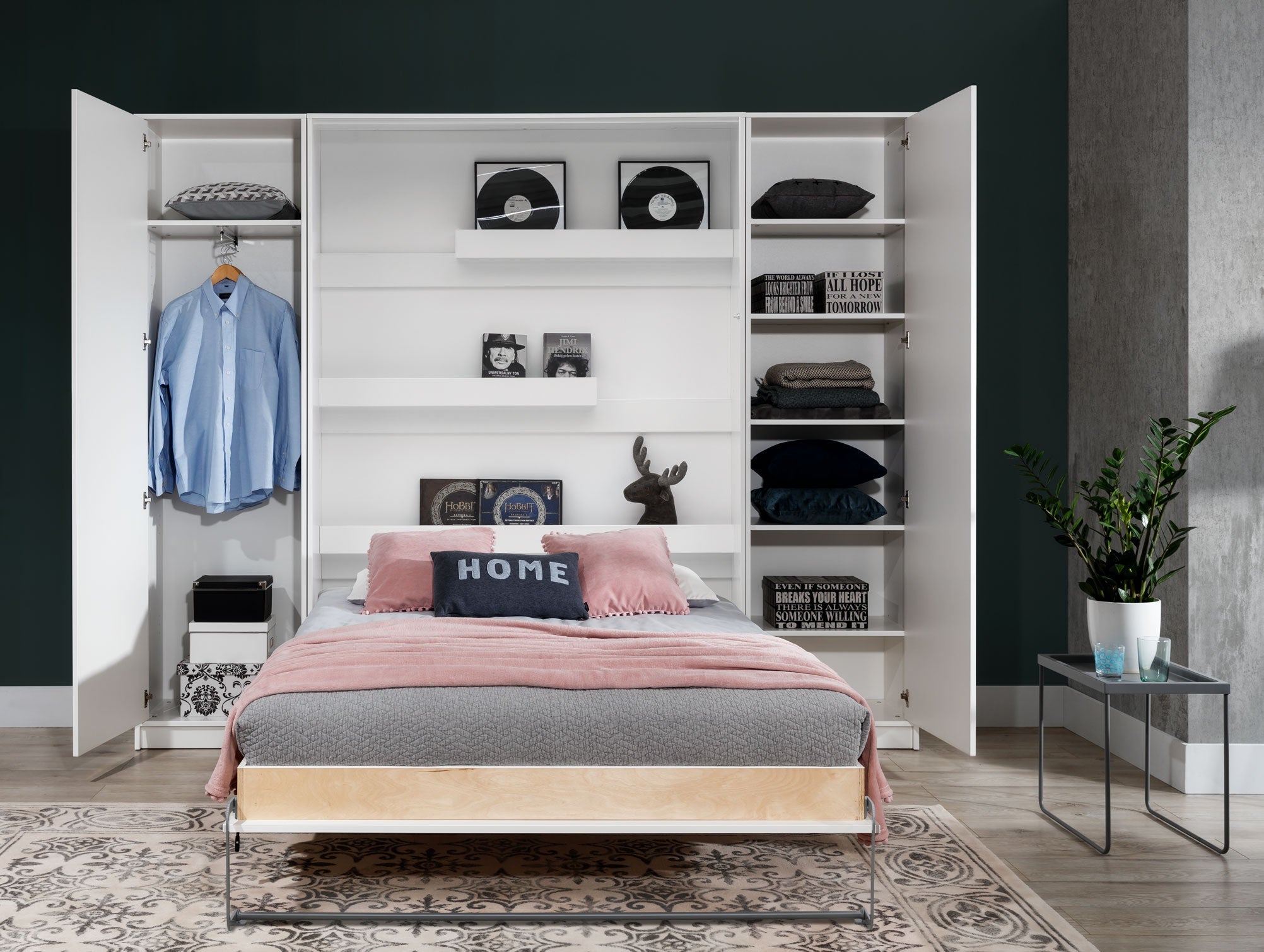 Individualisierbares Schrankbett Basic Möbelset Weiß Matt 90, 120, 140 x 200 cm