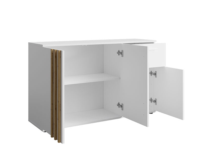 MO Toll 3-Door Sideboard with 1 Drawer – White / Artisan Oak