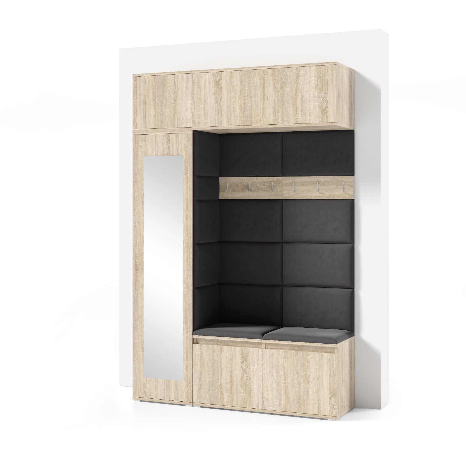 PK Emi 21 Hallway Wardrobe Sonoma Oak - Upholstered Panels in Various Colours