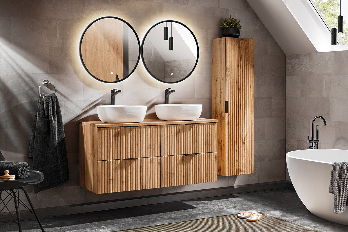 Luna 60 – Round LED Bathroom Mirror with Black Aluminium Frame, 60 cm