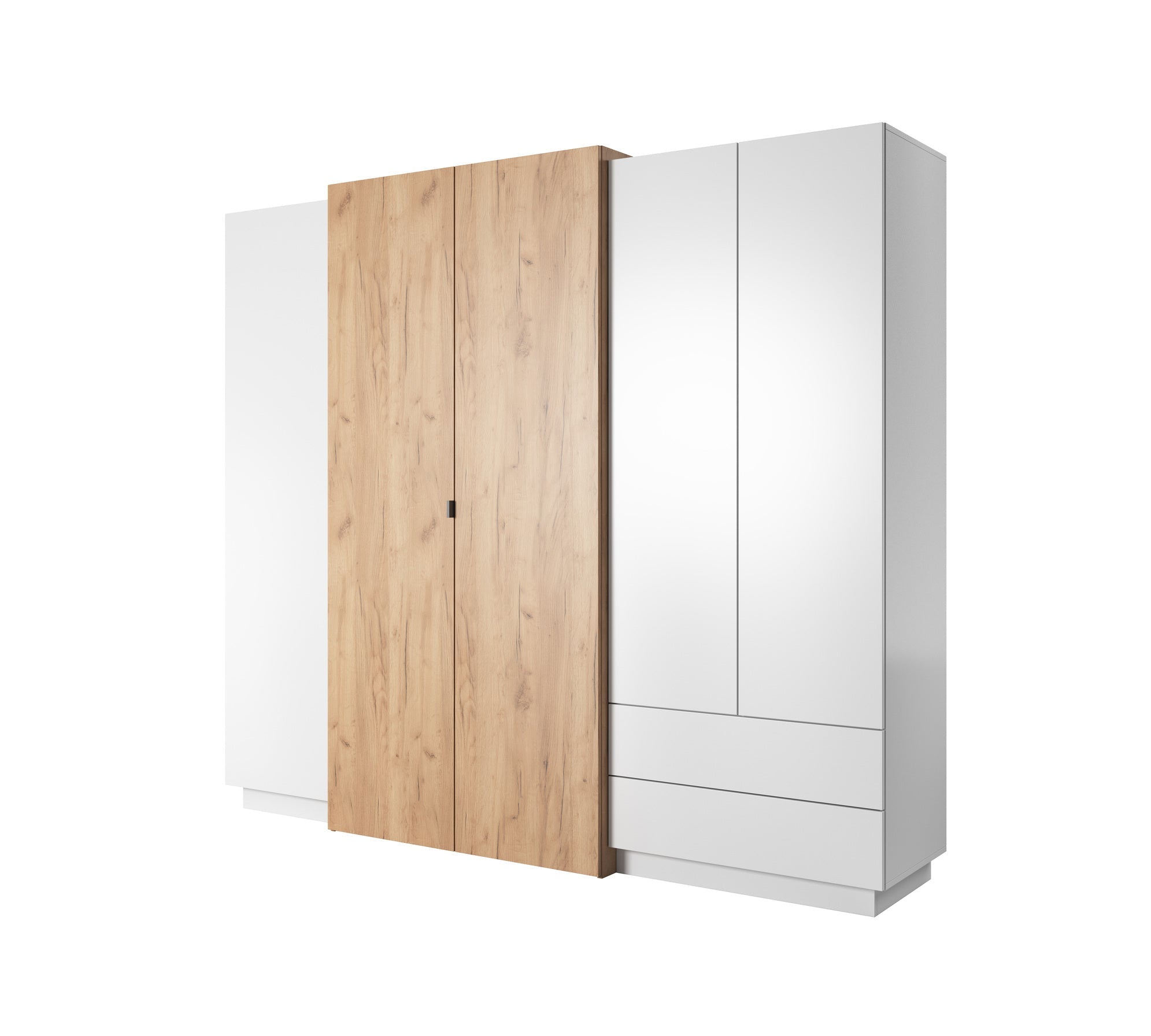 Lask 3D – Wardrobe 230 cm | White & Craft Oak