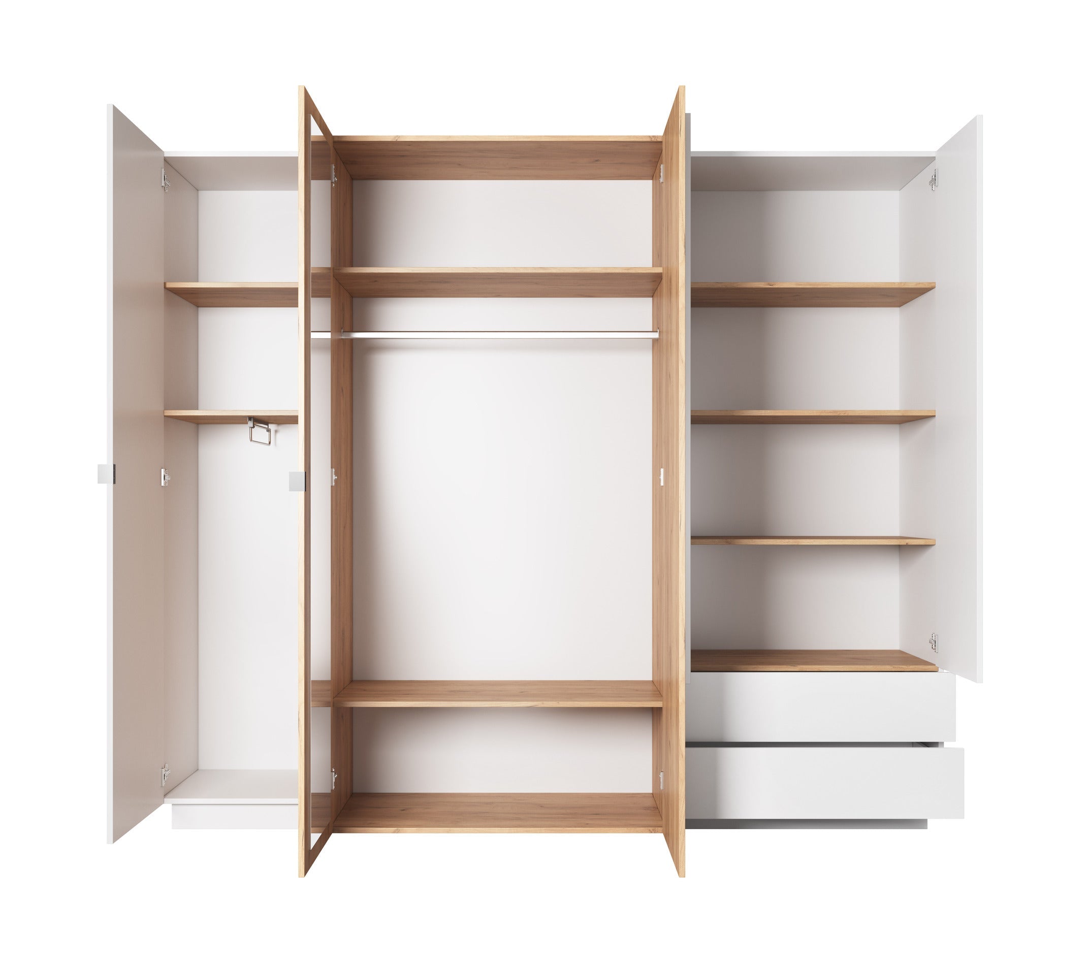 Lask 3D – Wardrobe 230 cm | White & Craft Oak
