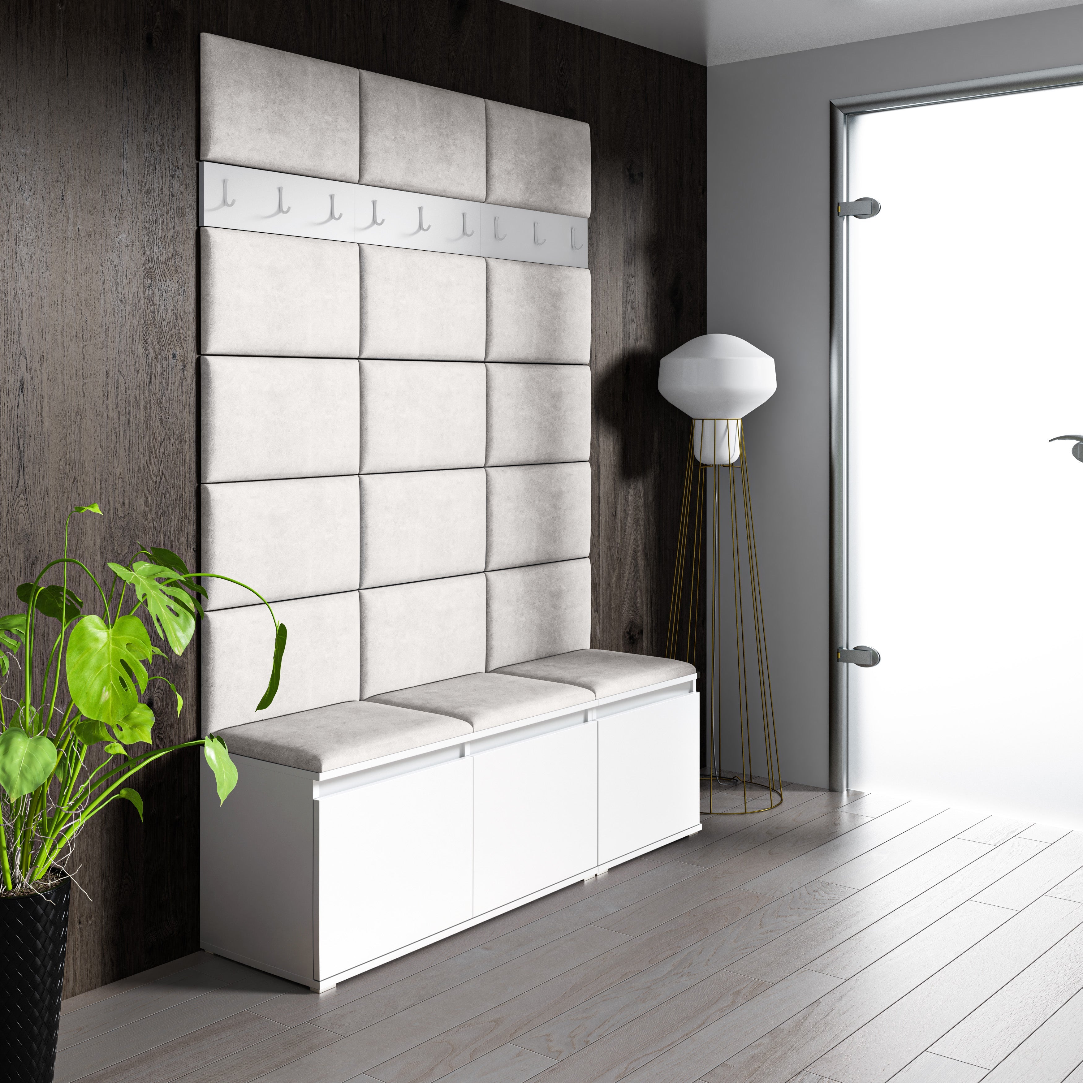 PK Emi 6 Hallway Wardrobe White - Upholstered Panels in Various Colours