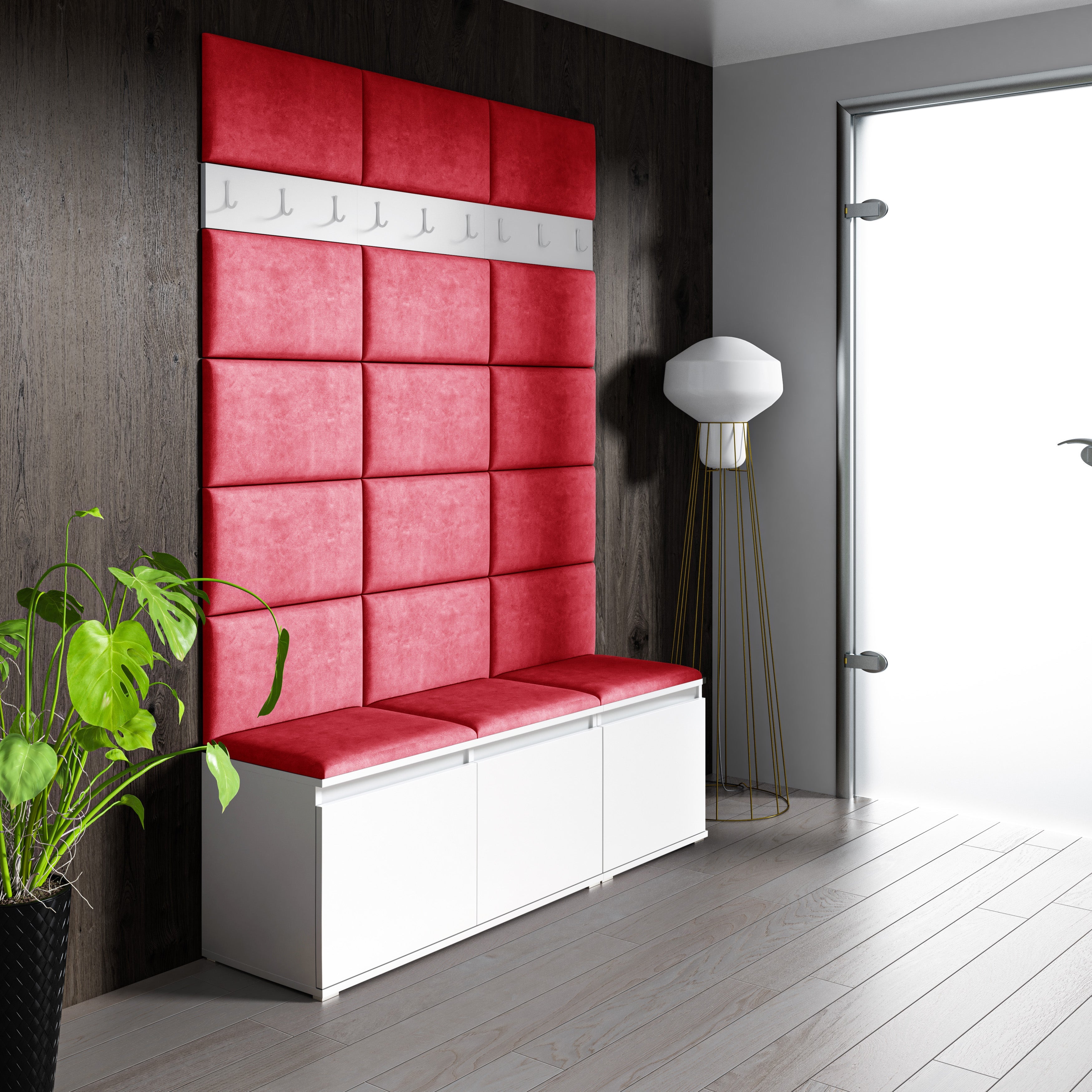 PK Emi 6 Hallway Wardrobe White - Upholstered Panels in Various Colours