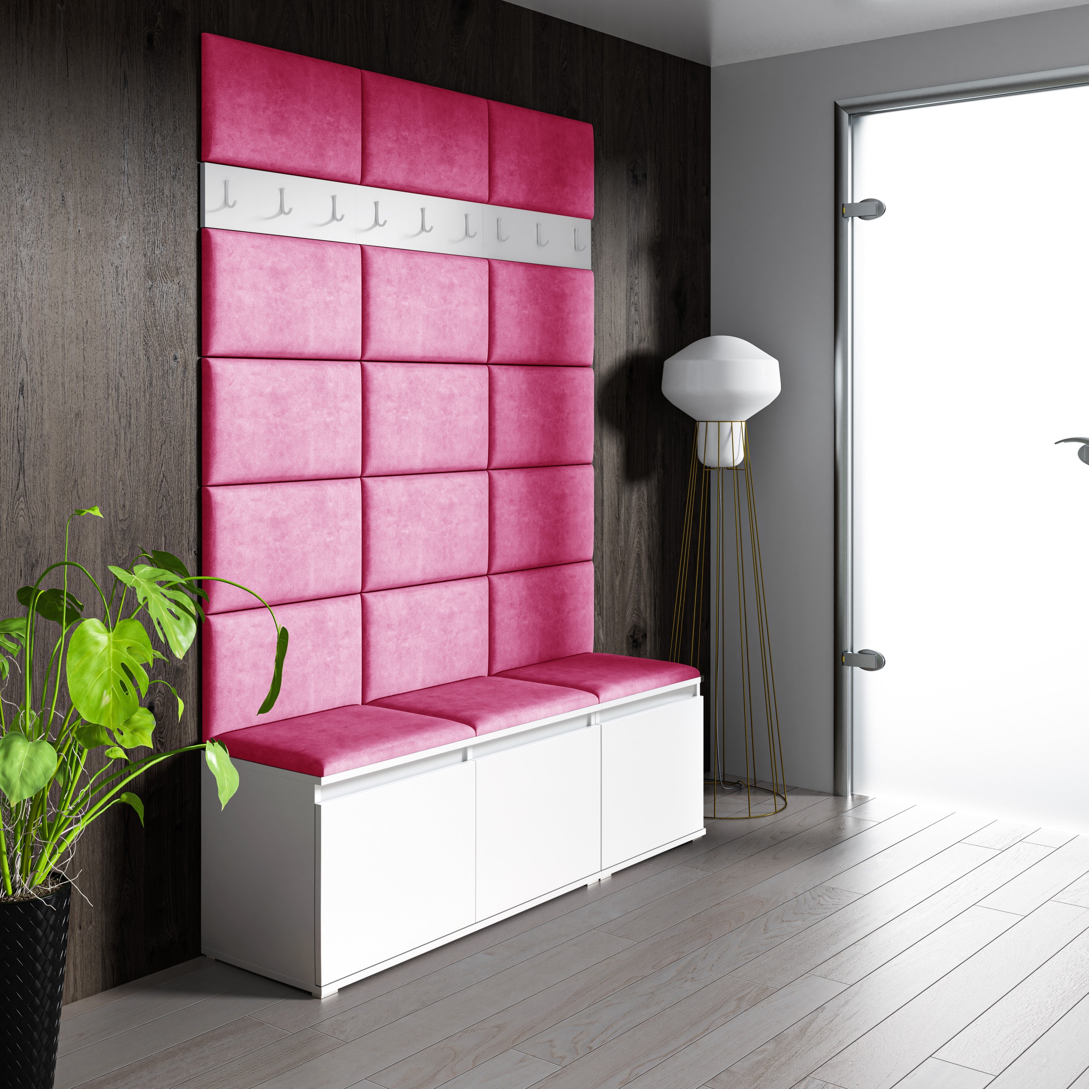 PK Emi 6 Hallway Wardrobe White - Upholstered Panels in Various Colours