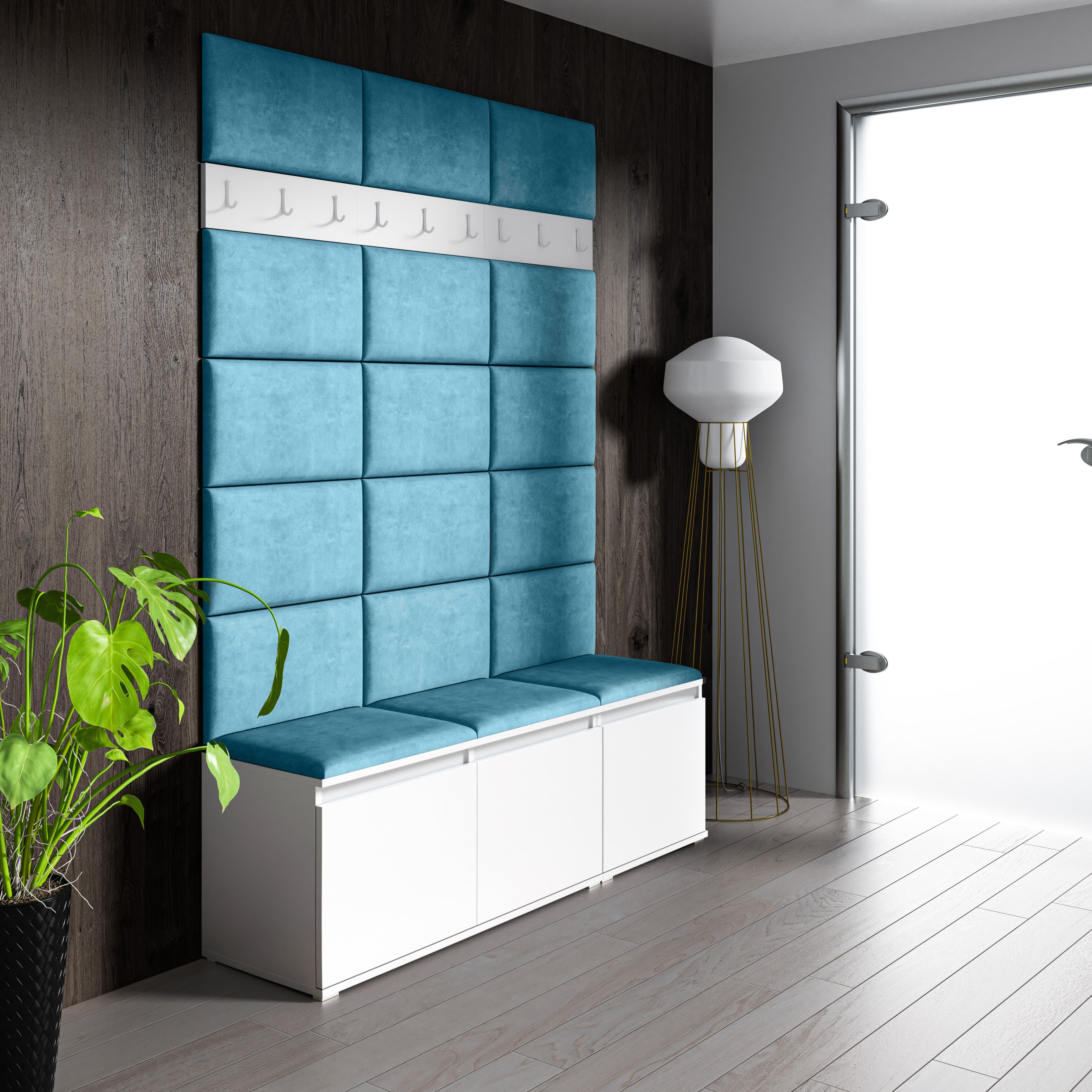 PK Emi 6 Hallway Wardrobe White - Upholstered Panels in Various Colours