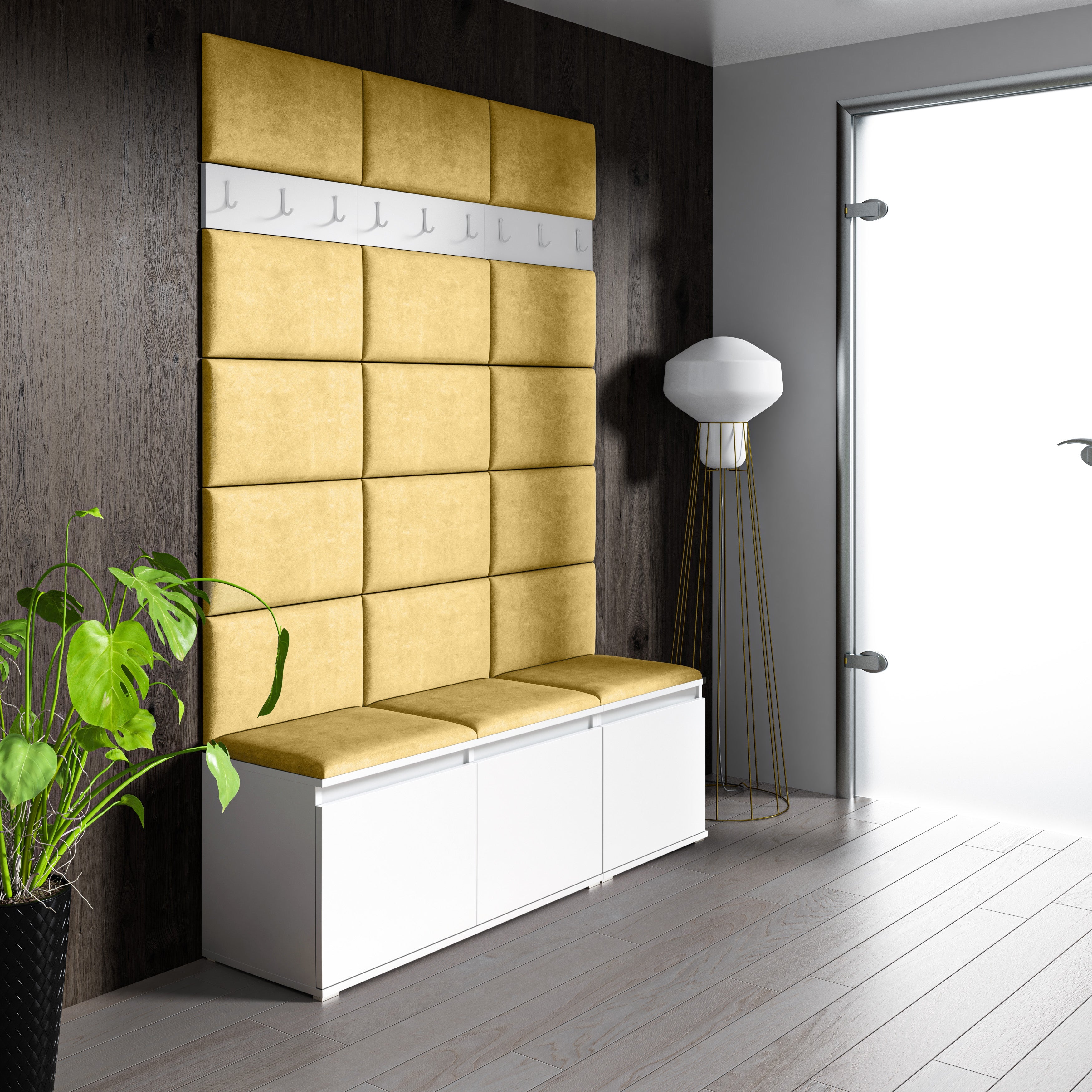 PK Emi 6 Hallway Wardrobe White - Upholstered Panels in Various Colours