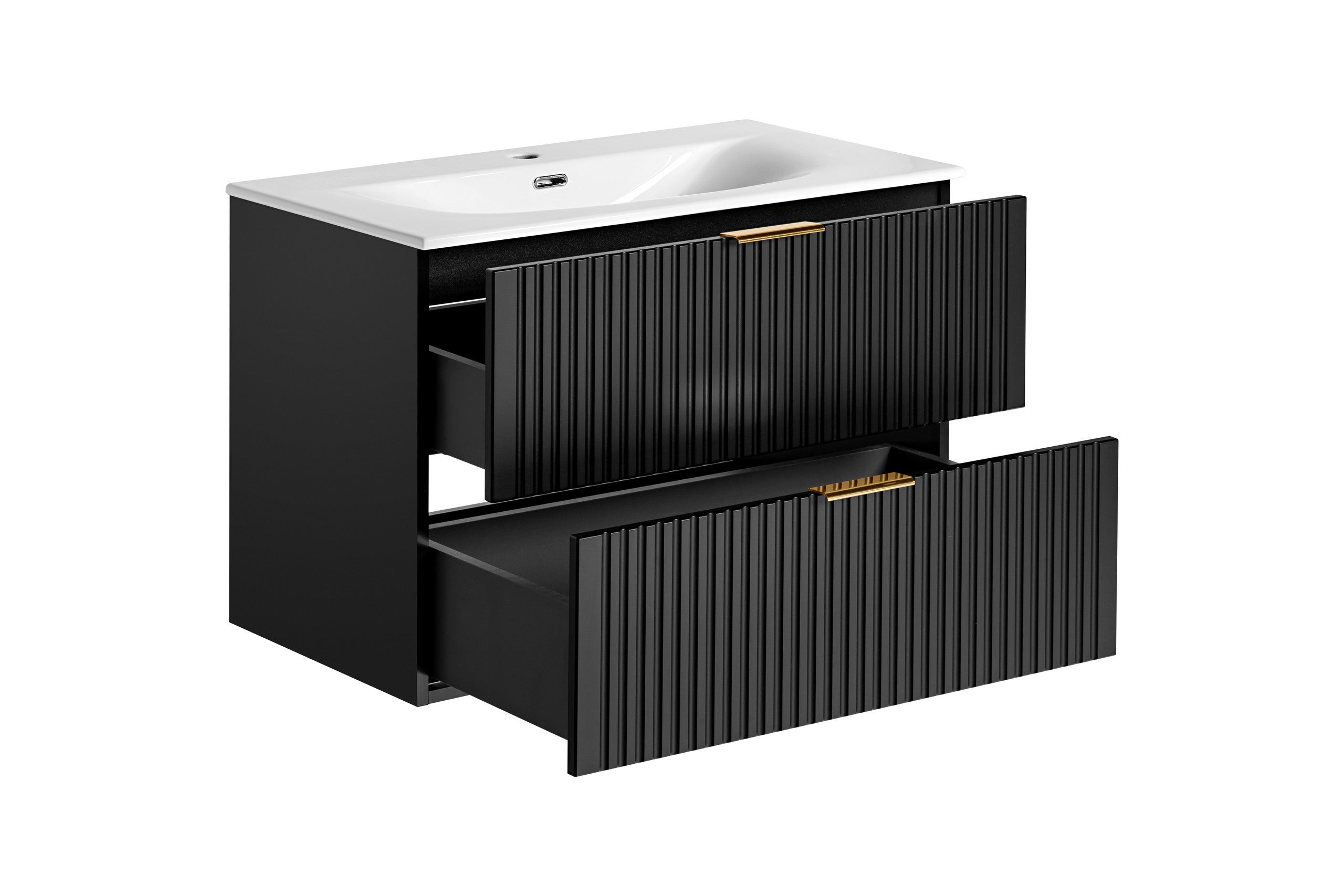 Adel Black Badezimmer mit Hochschrank Sky 120 cm SET-ADB B