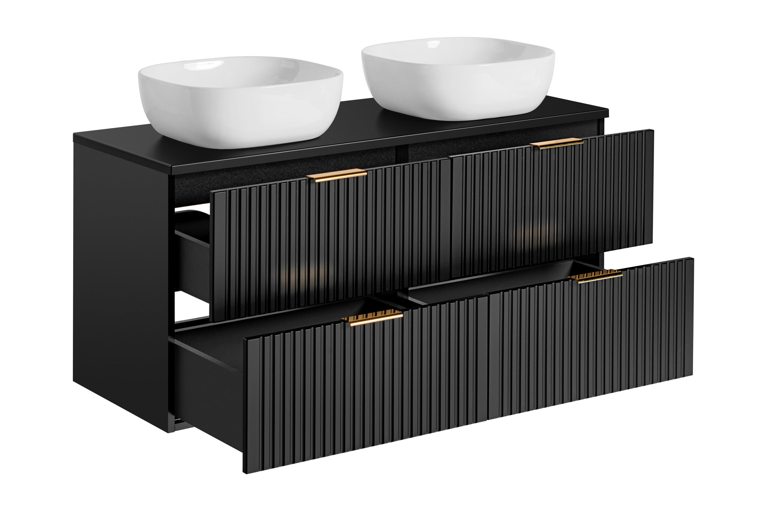 Adel Schwarzes Badezimmer mit Hochschrank Smile 120 cm SET-ADB B