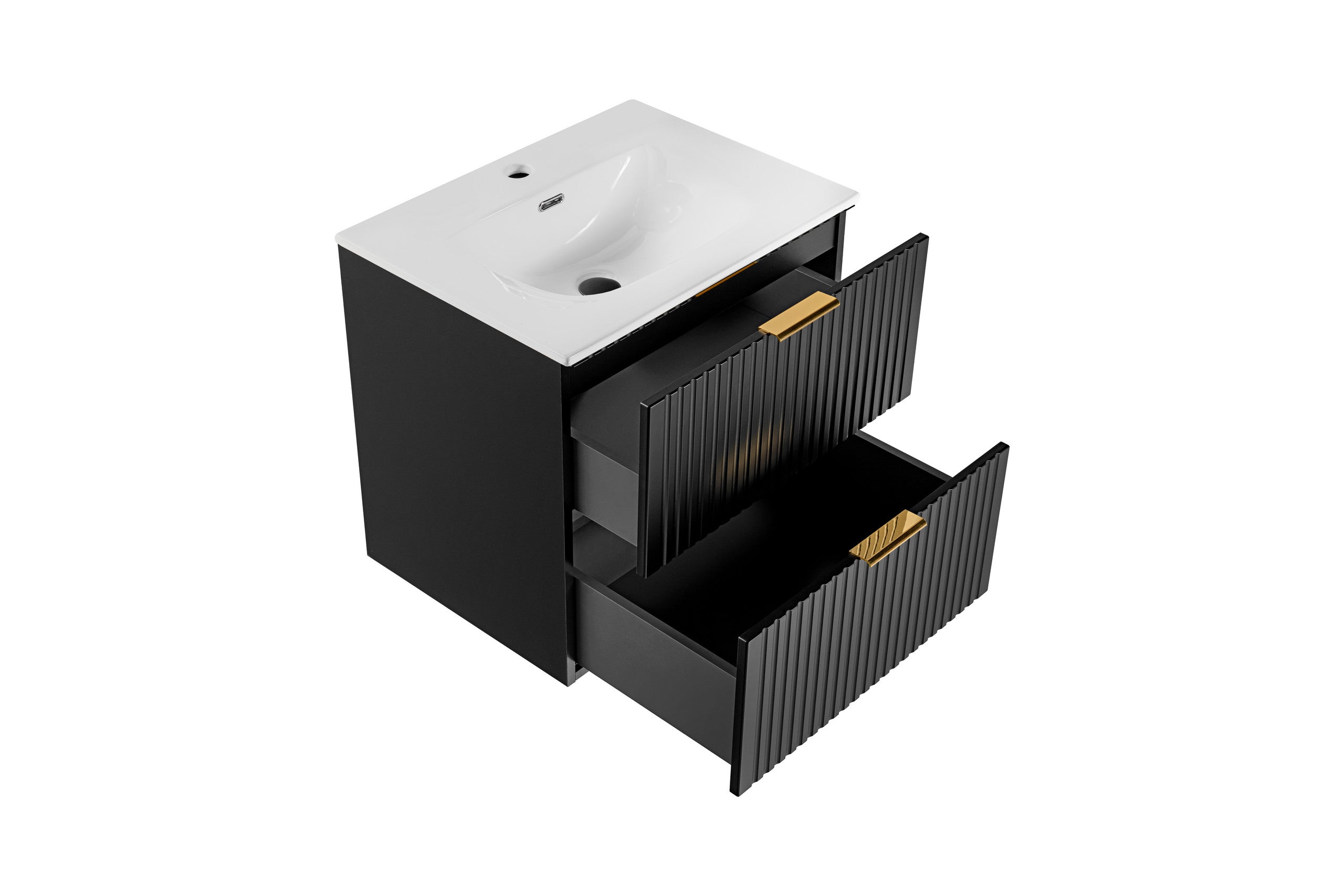 Adel Schwarzes Badezimmer mit Hochschrank Sky 60 cm SET-ADB B