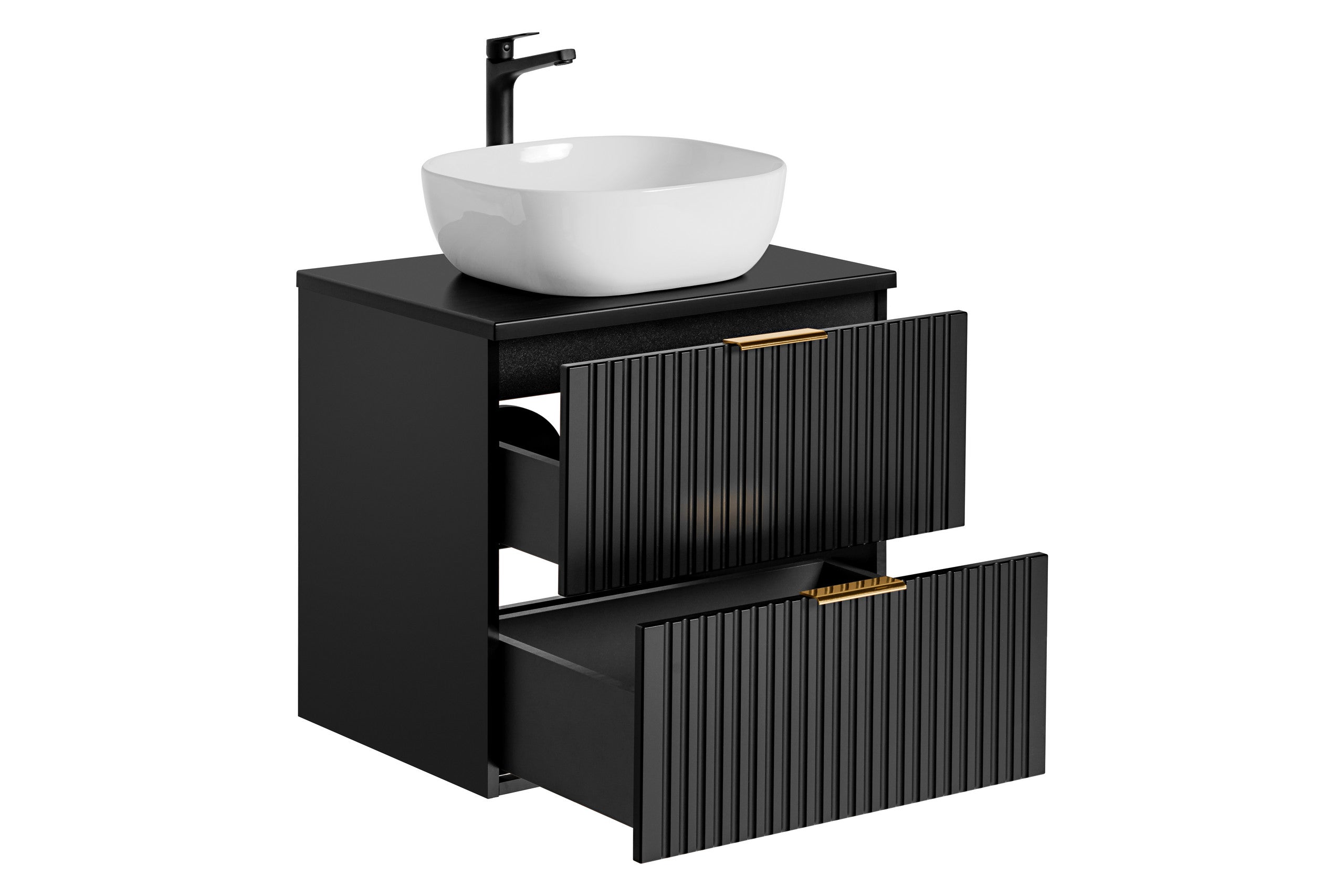 Adel Schwarzes Badezimmer mit Hochschrank Smile 60 cm SET-ADB B