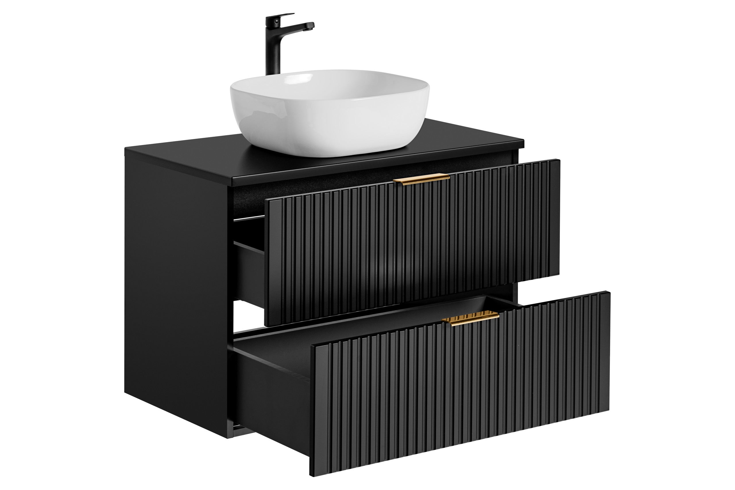 Adel Schwarzes Badezimmer mit Hochschrank Smile 80 cm SET-ADB B