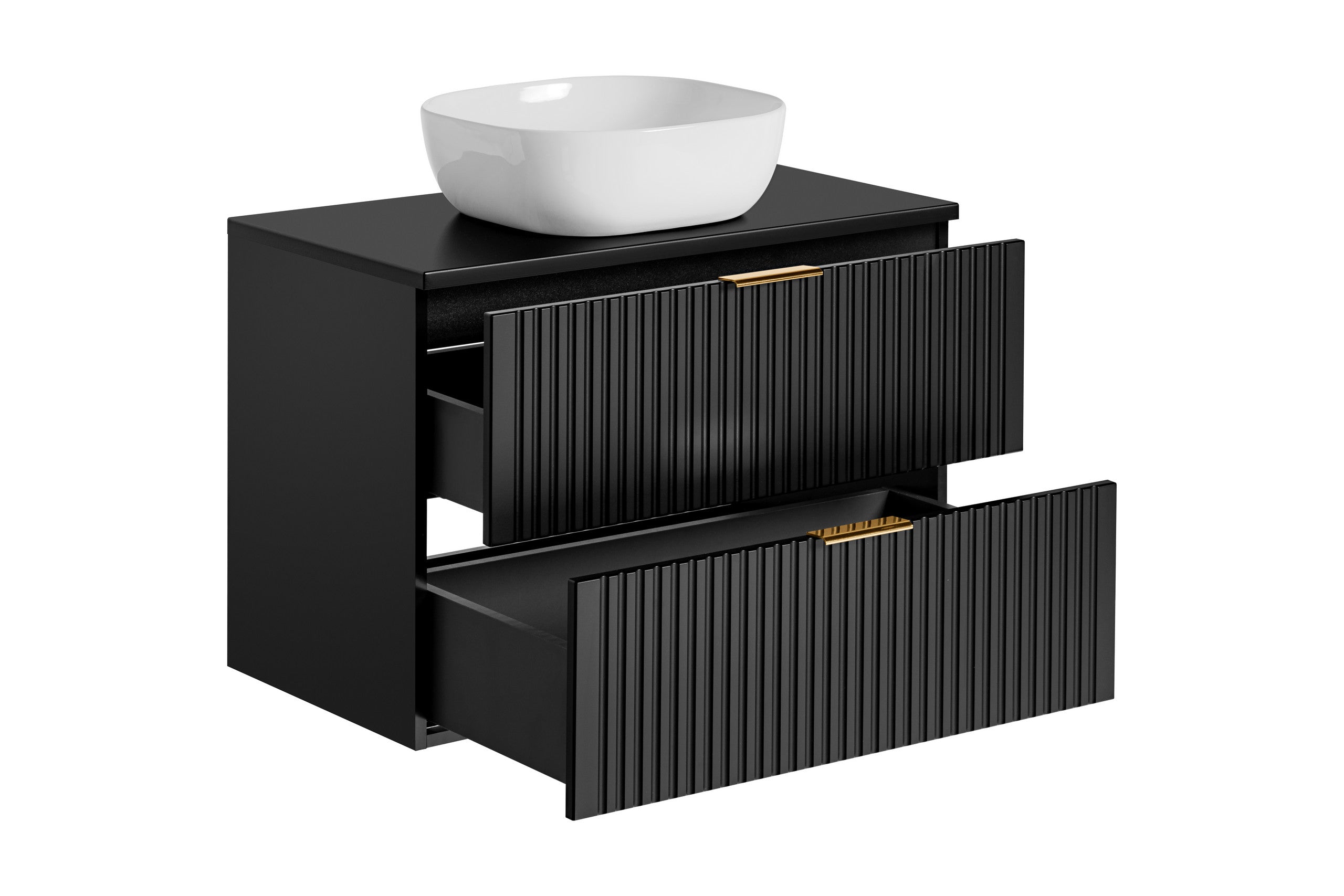Adel Schwarzes Badezimmer mit Hochschrank Smile 80 cm SET-ADB B
