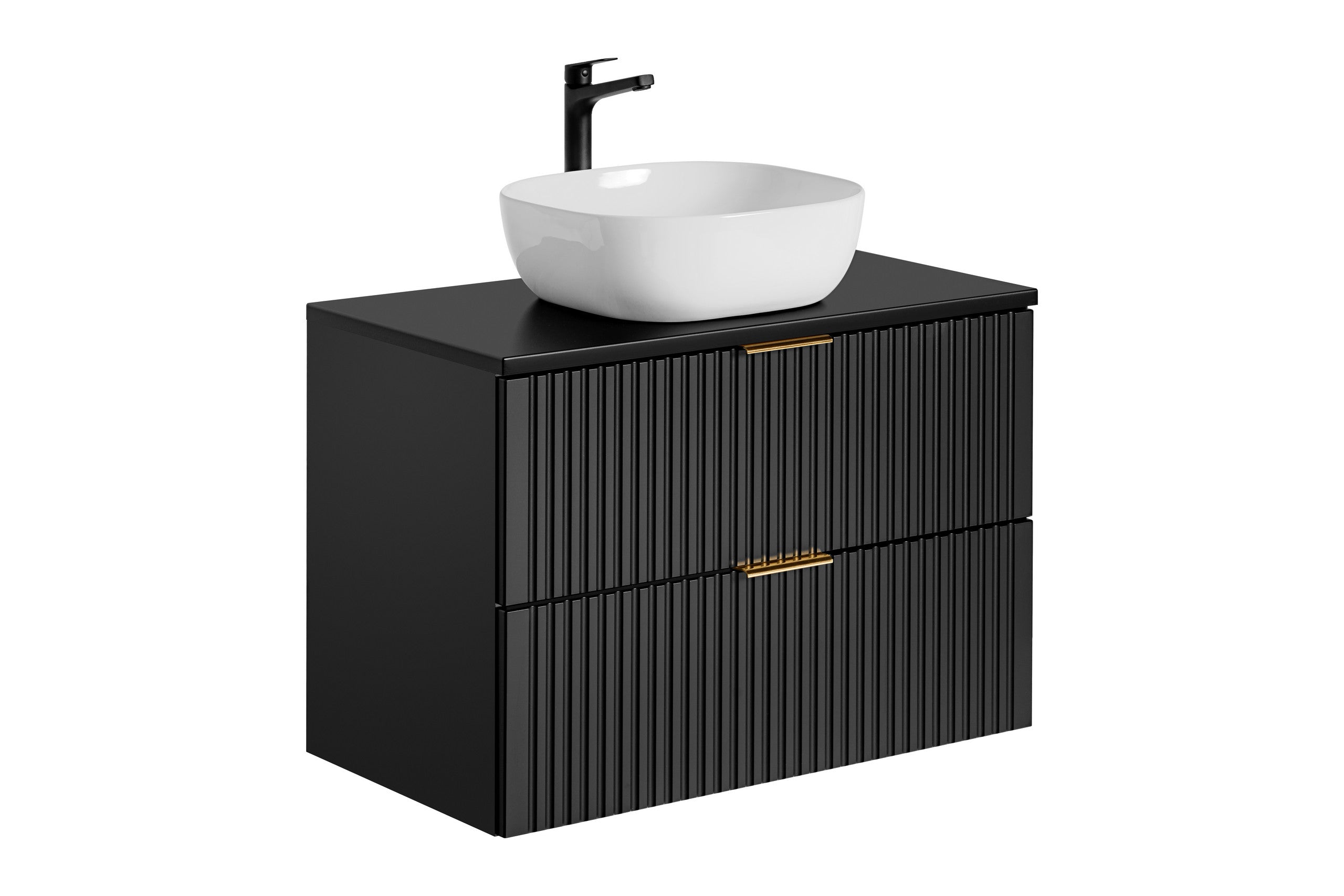 Adel Schwarzes Badezimmer mit Hochschrank Smile 80 cm SET-ADB B