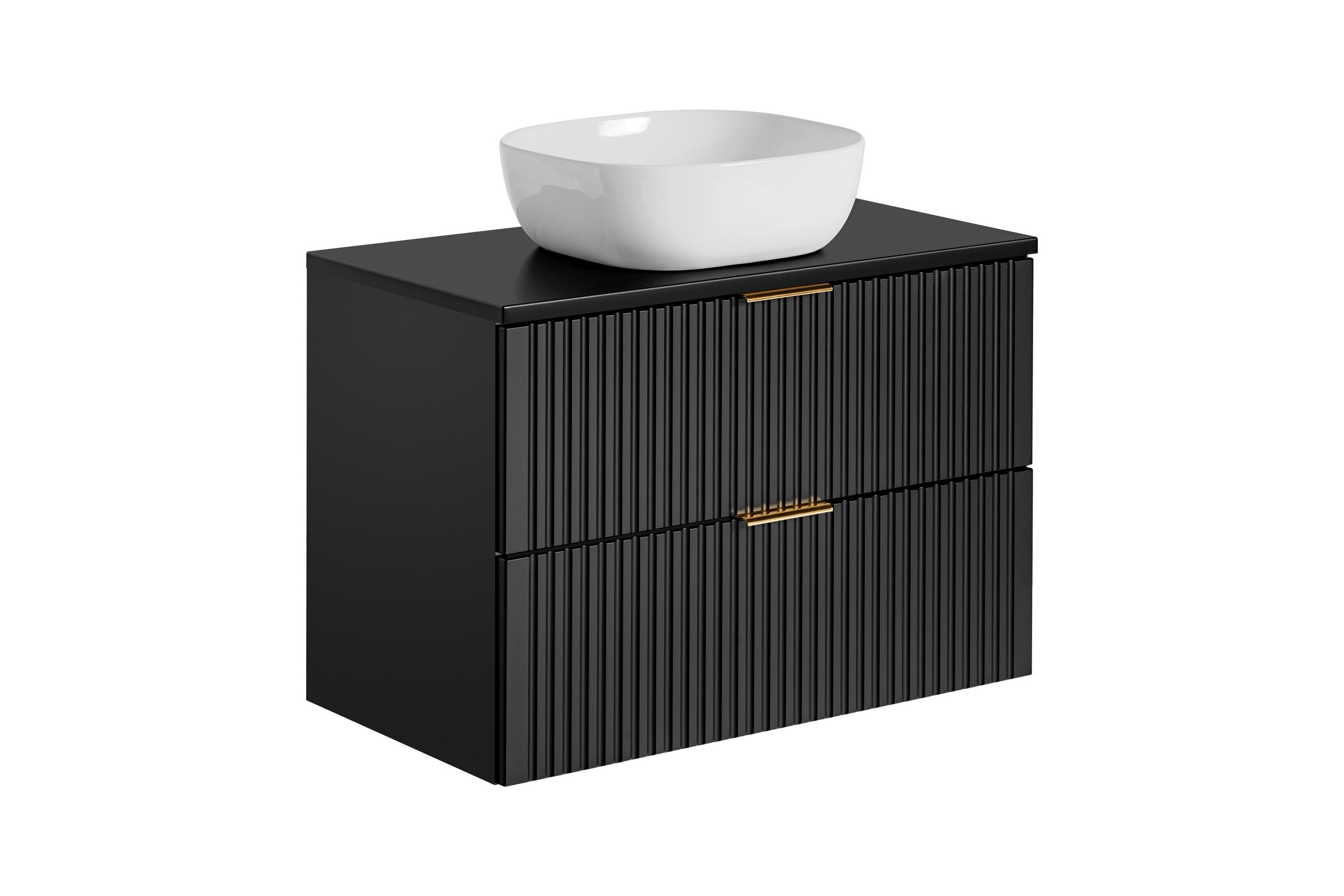 Adel Schwarzes Badezimmer mit Hochschrank Smile 80 cm SET-ADB B