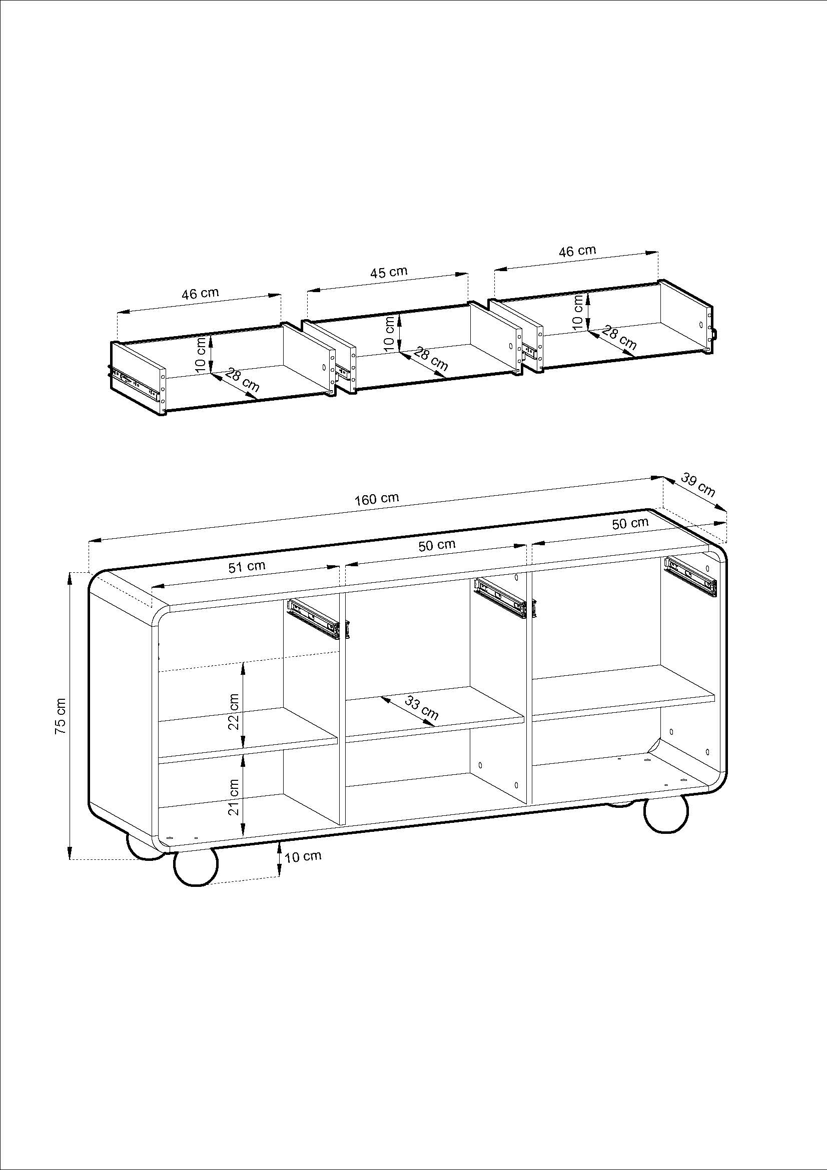 PI Albion Sideboard with Drawers – Cashmere KSZ 160