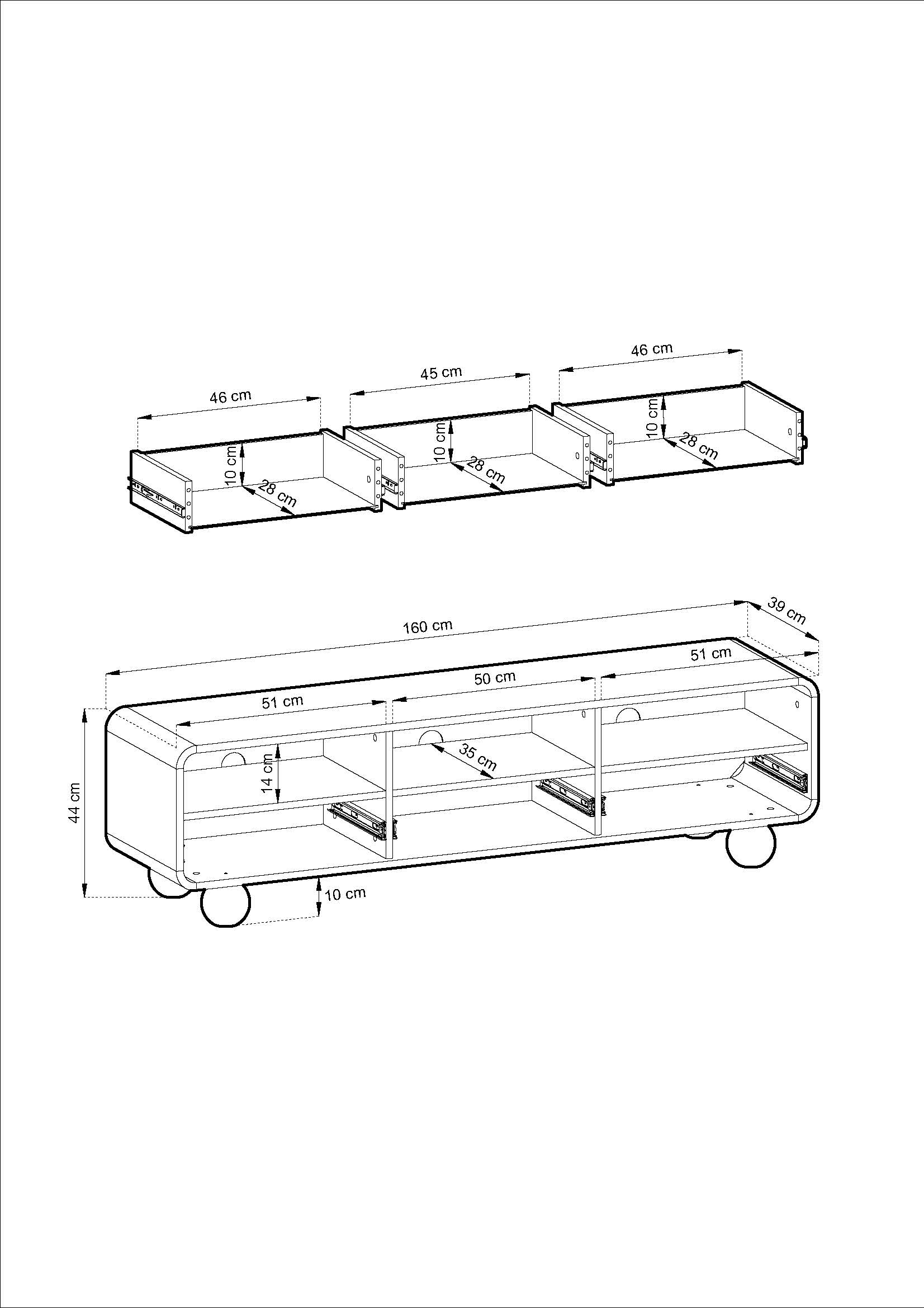 PI ALBION-TV Stand 160 cm- Cashmere