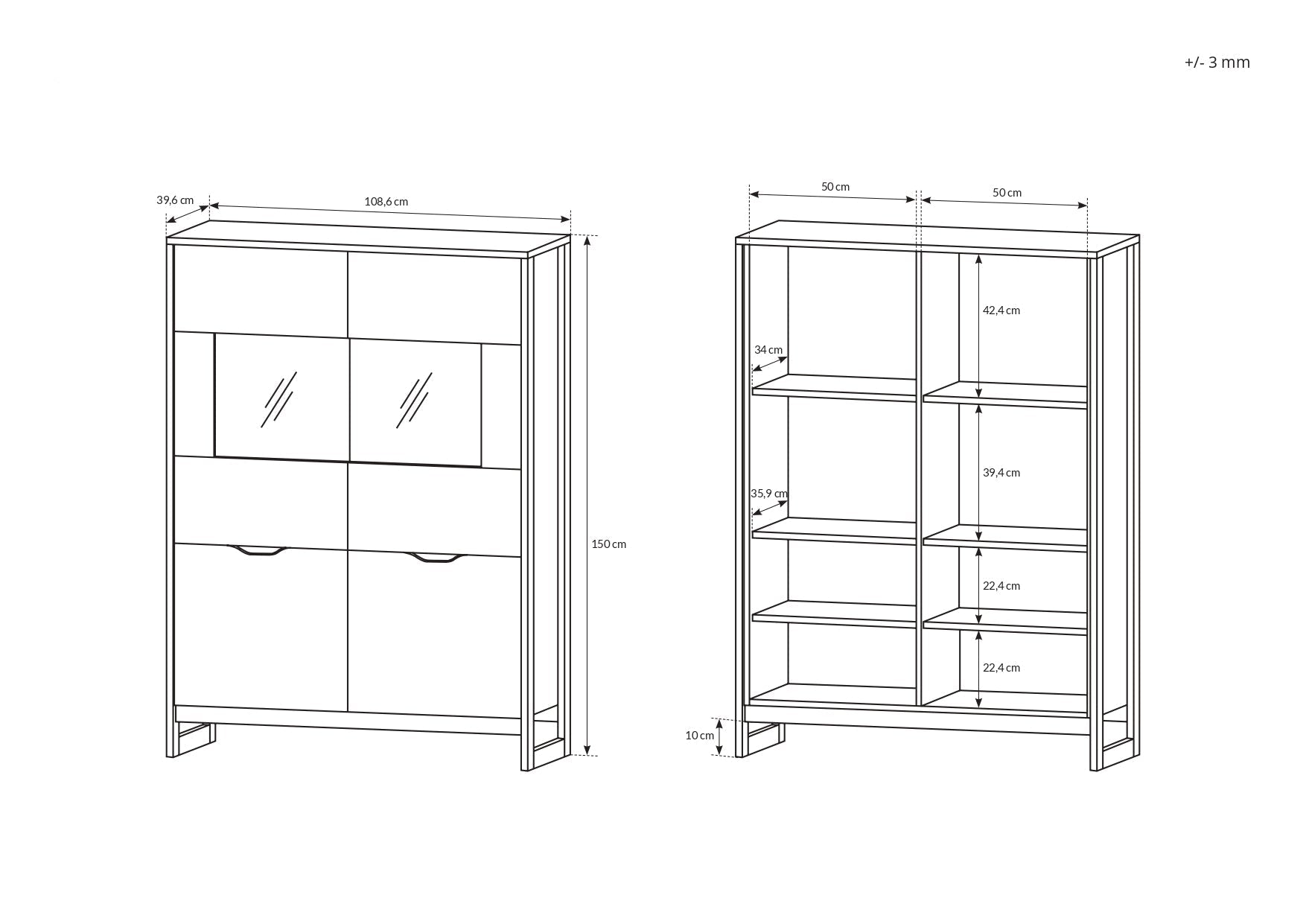Laskarden Vitrine, 108,6 x 39,6 x 150 cm
