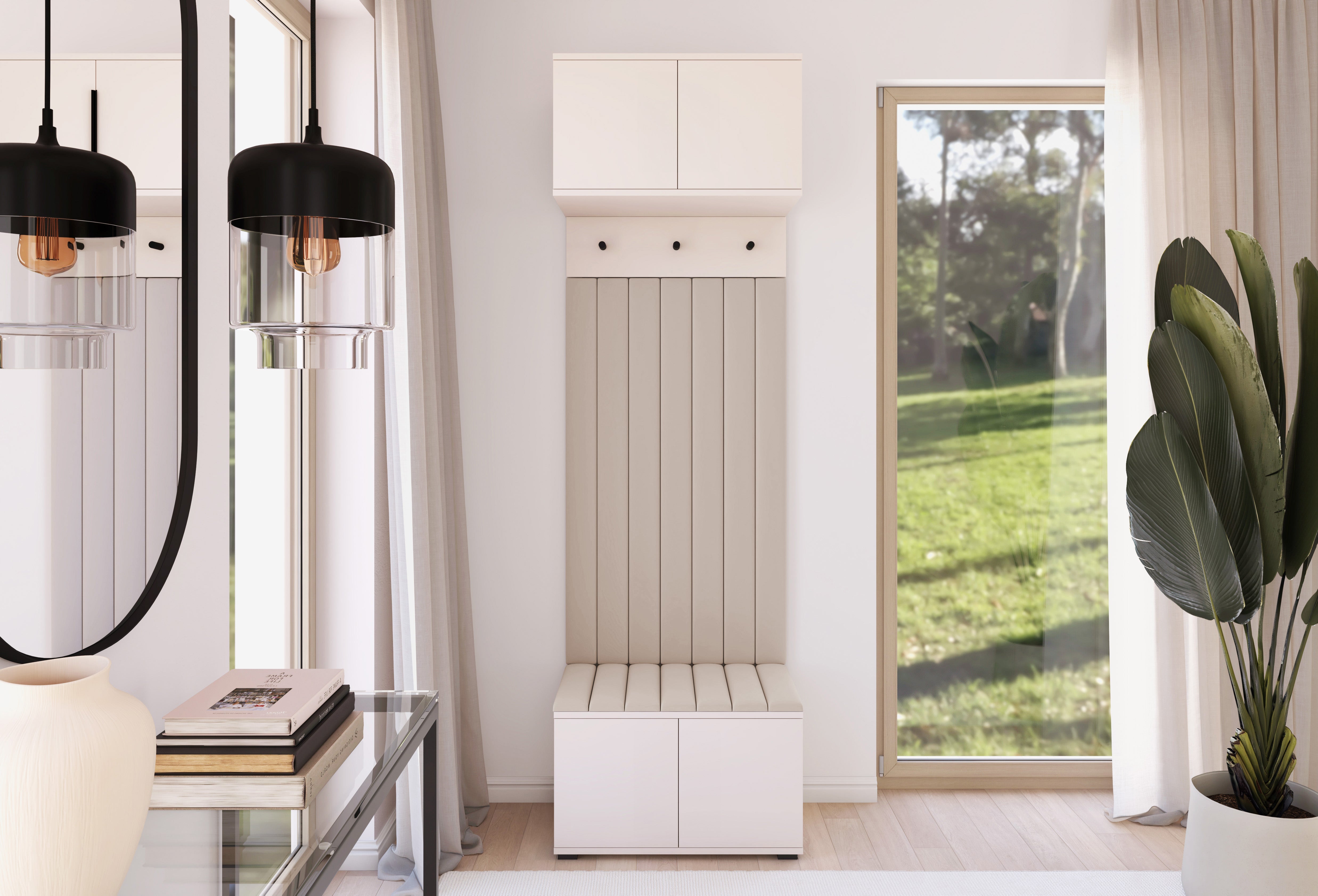 PK Bianco 15 Hallway Wardrobe Set - Upholstered Panels in Various Colours