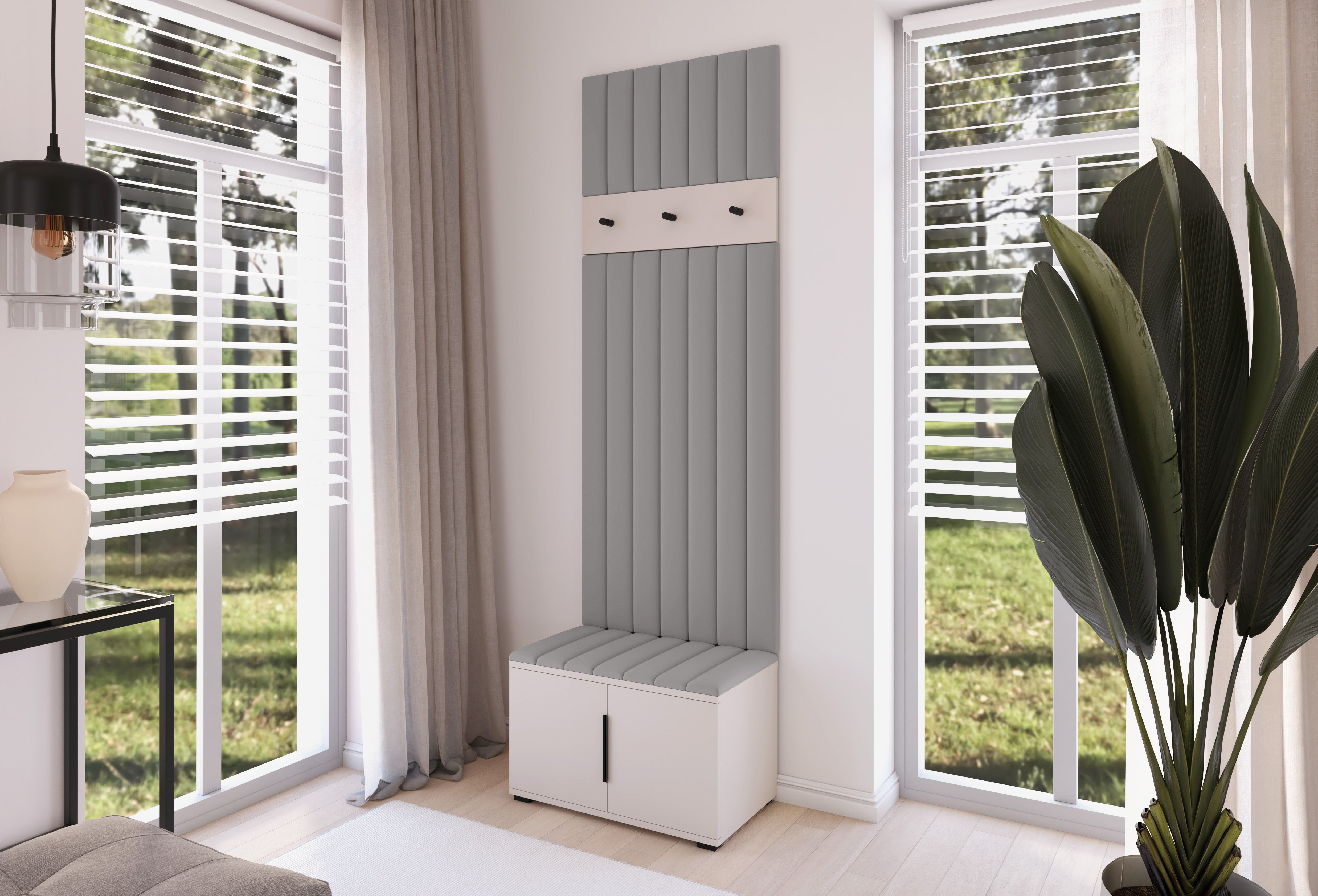PK Bianco 16 Hallway Wardrobe Set - Upholstered Panels in Various Colours