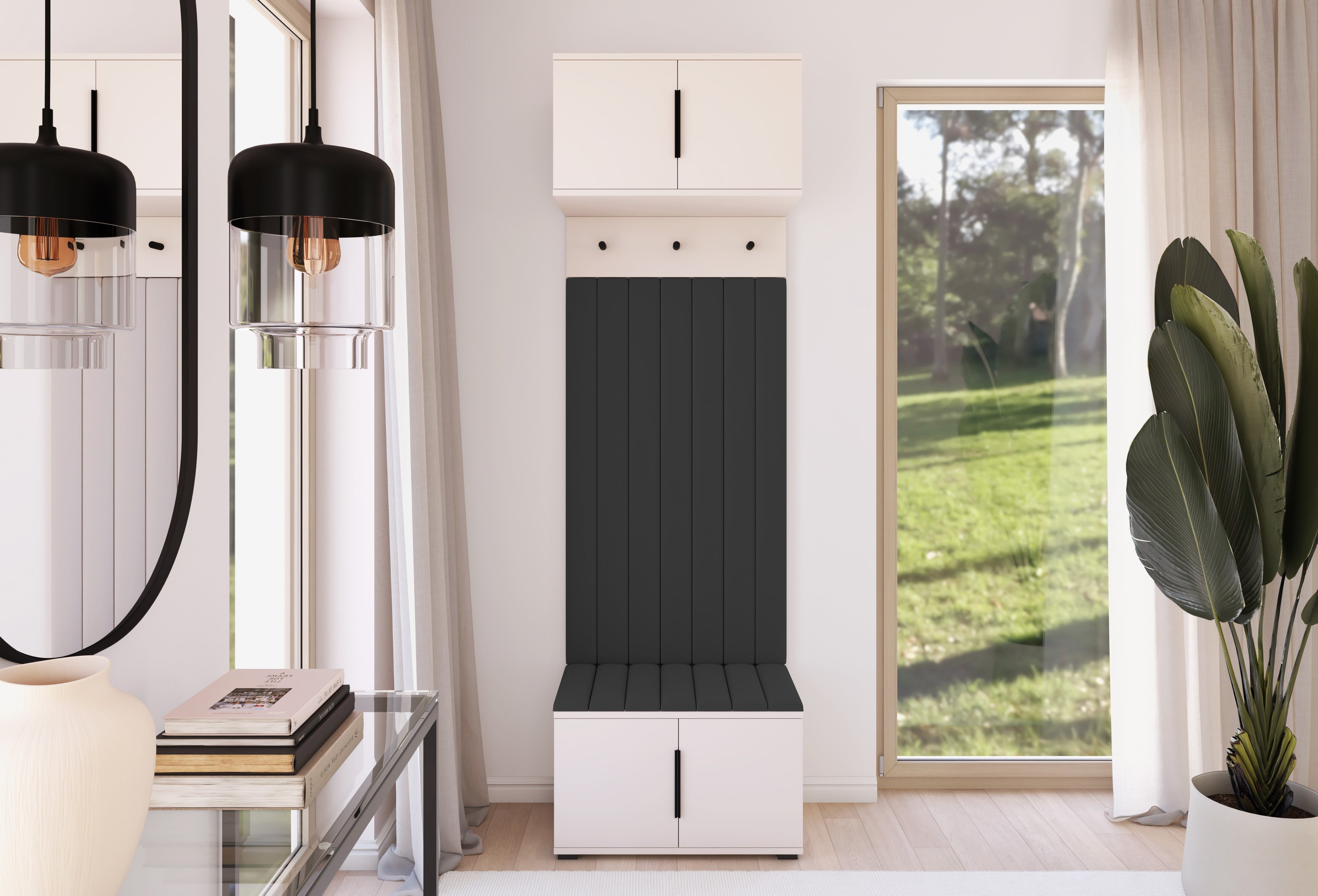 PK Bianco 15 Hallway Wardrobe Set - Upholstered Panels in Various Colours