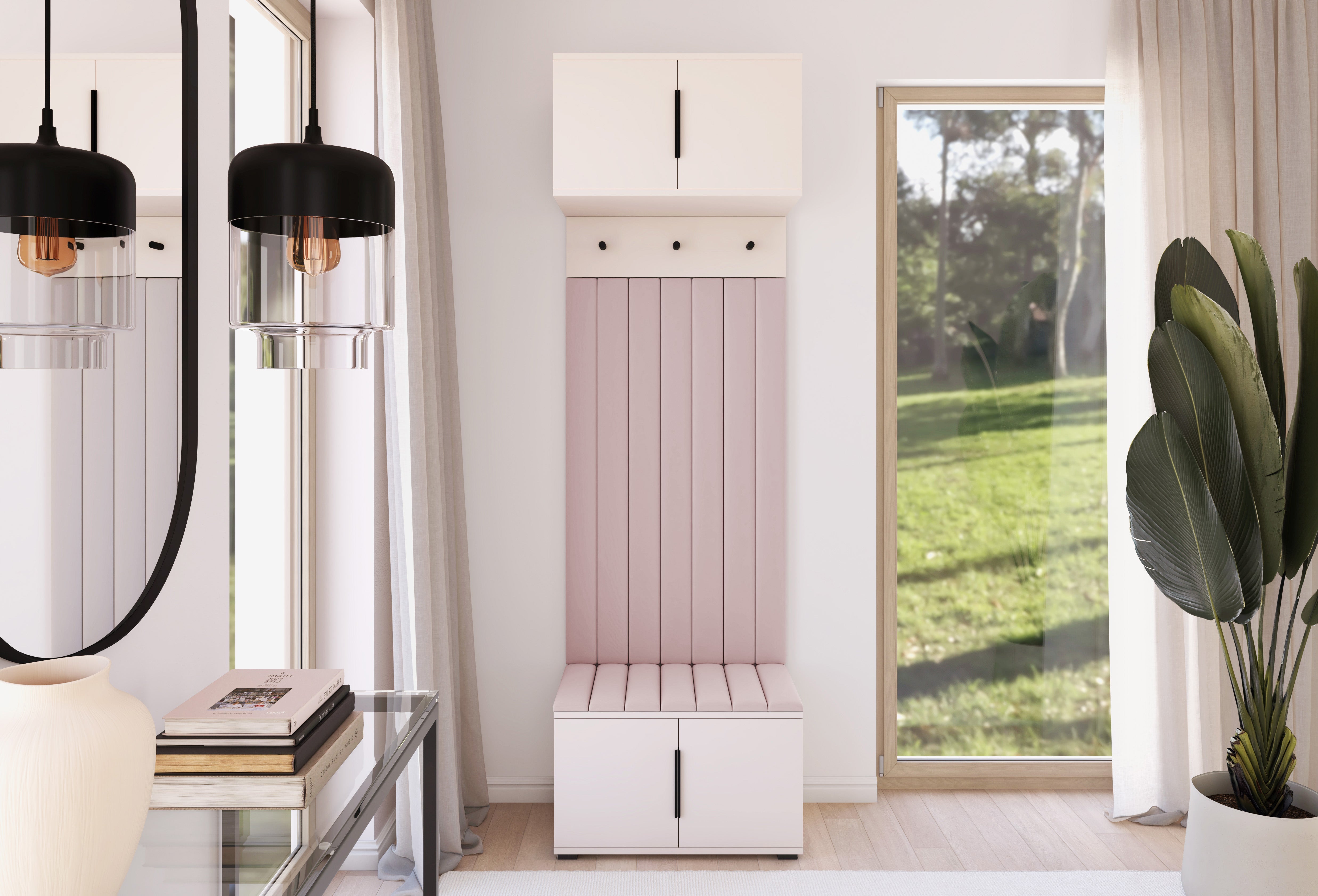 PK Bianco 15 Hallway Wardrobe Set - Upholstered Panels in Various Colours