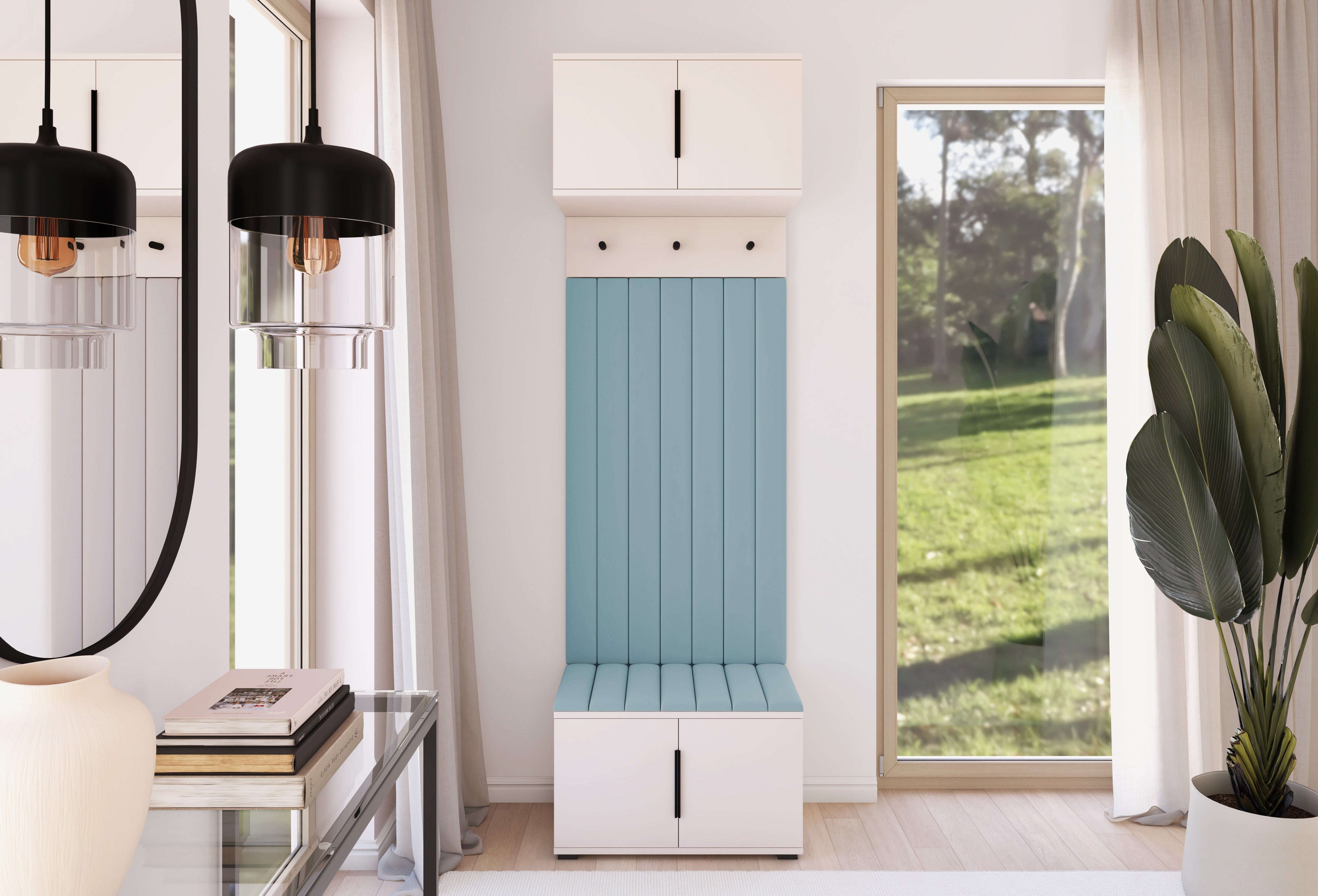 PK Bianco 15 Hallway Wardrobe Set - Upholstered Panels in Various Colours