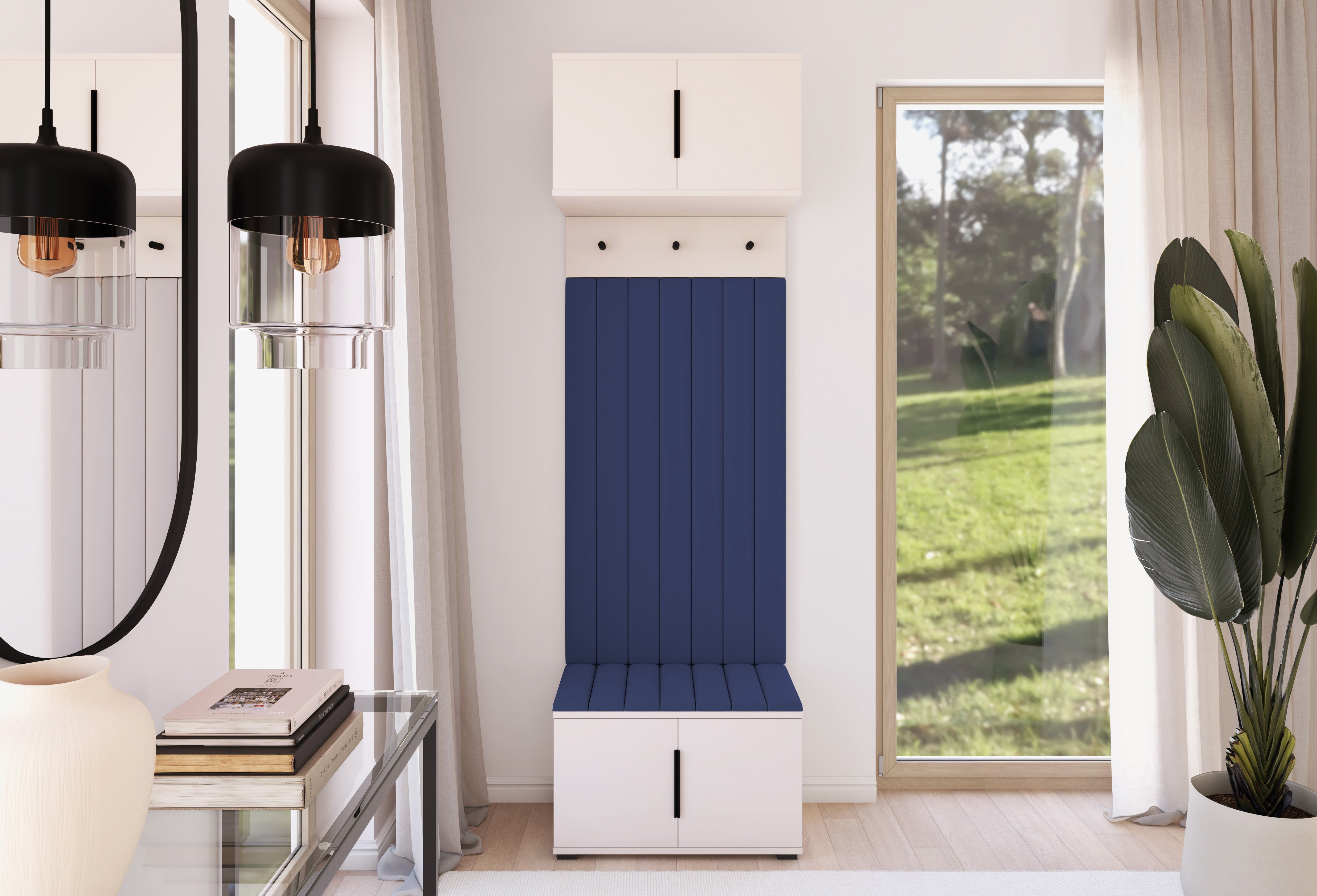 PK Bianco 15 Hallway Wardrobe Set - Upholstered Panels in Various Colours