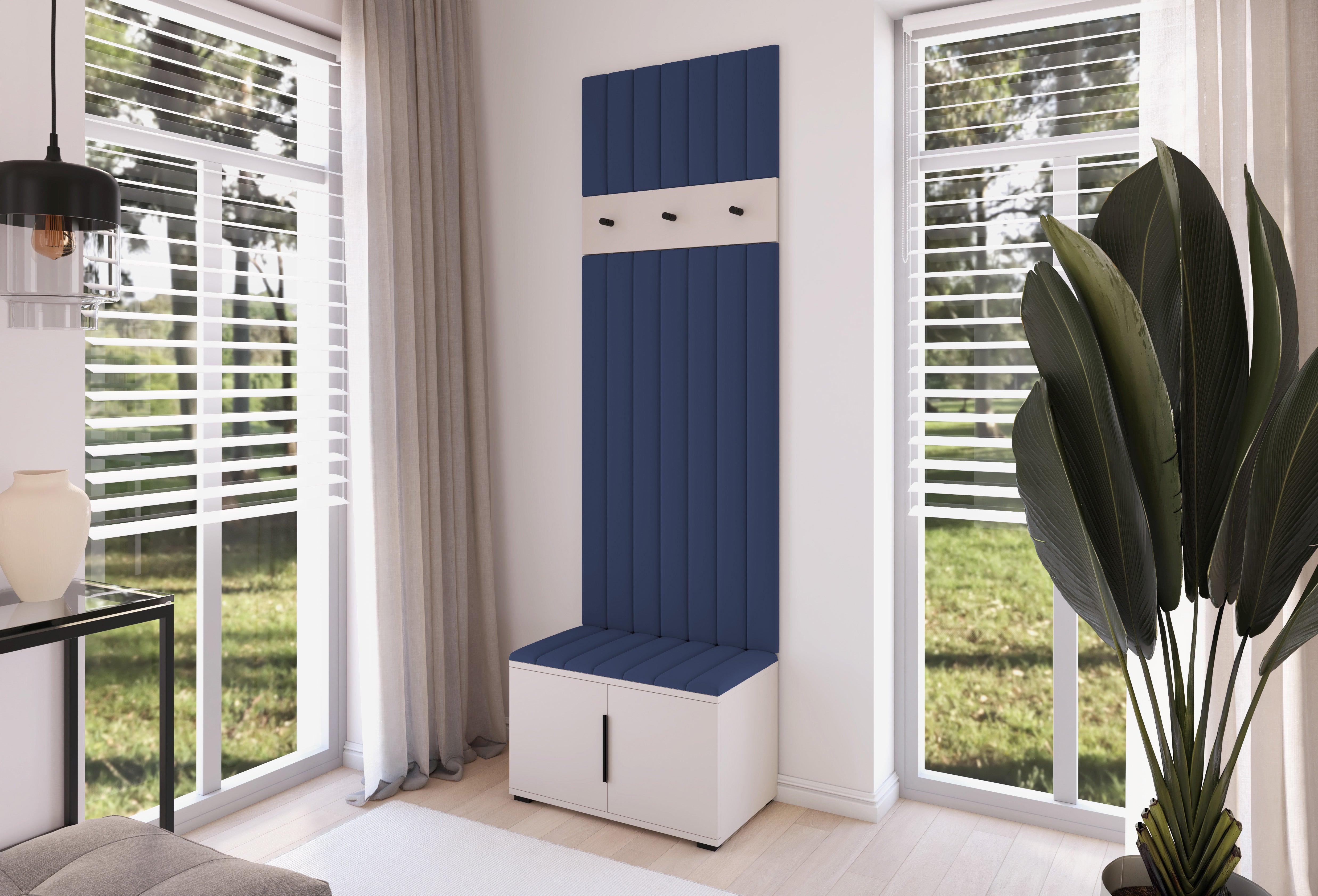 PK Bianco 16 Hallway Wardrobe Set - Upholstered Panels in Various Colours