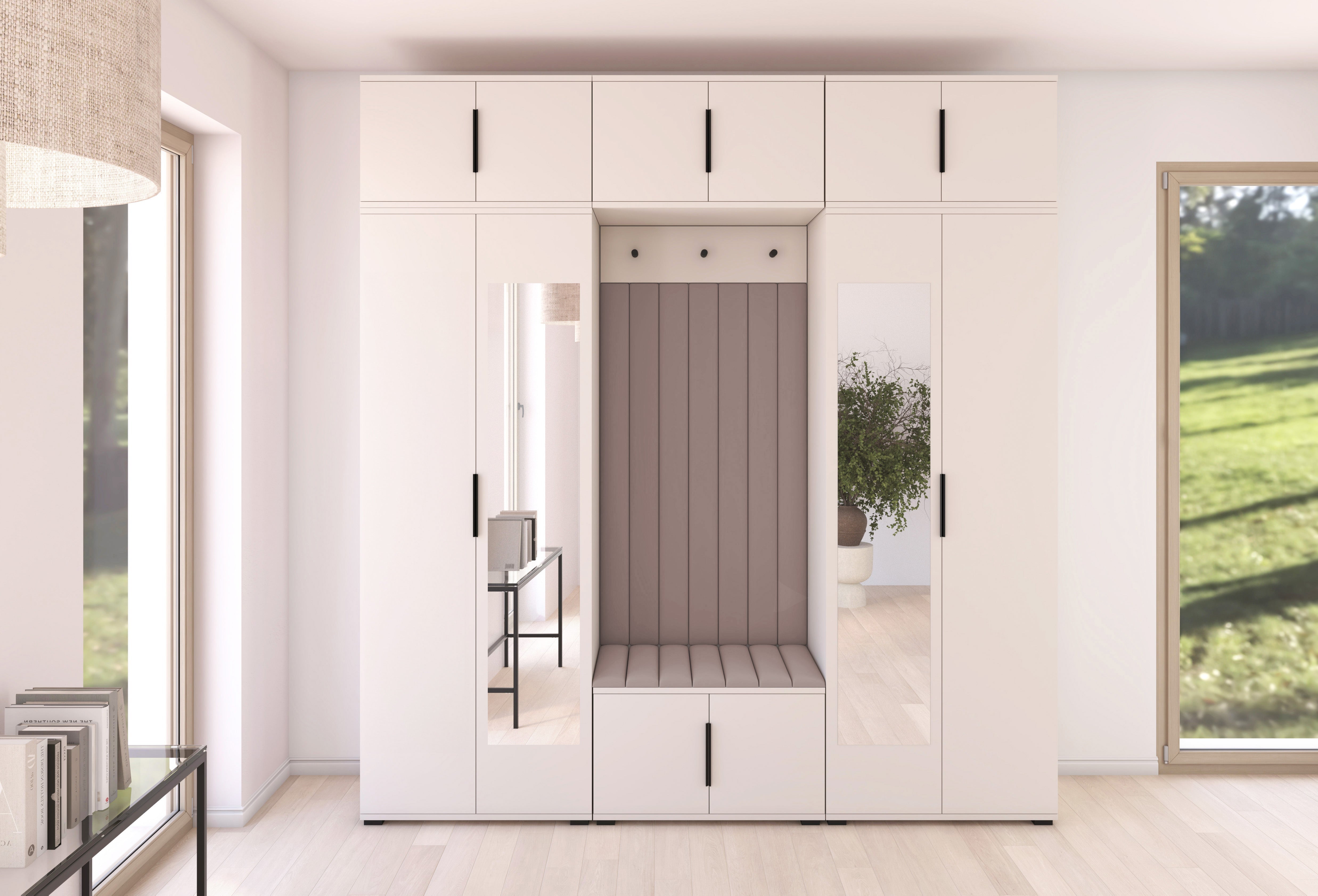 PK Bianco 12 Hallway Wardrobe Set - Upholstered Panels in Various Colours