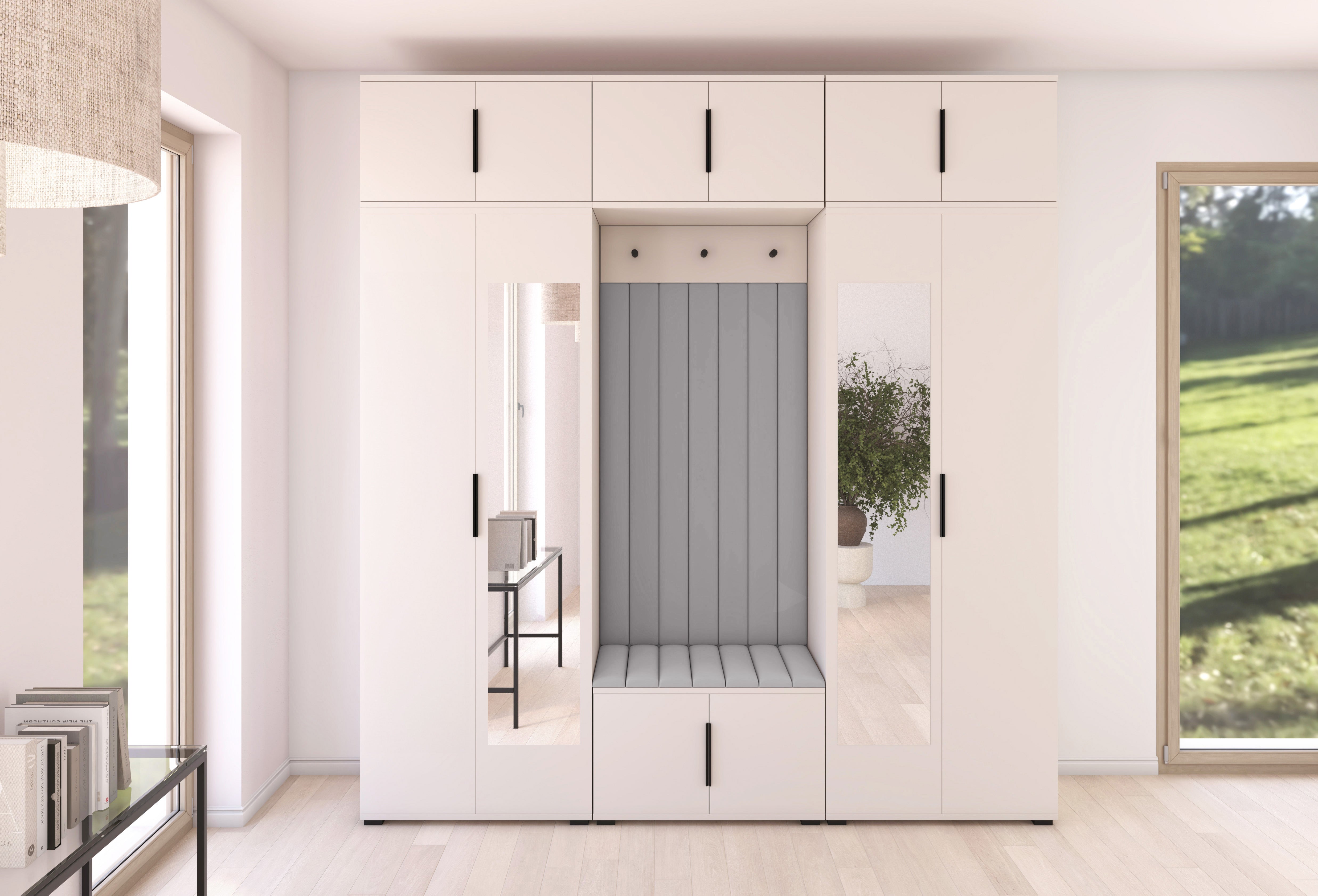 PK Bianco 12 Hallway Wardrobe Set - Upholstered Panels in Various Colours