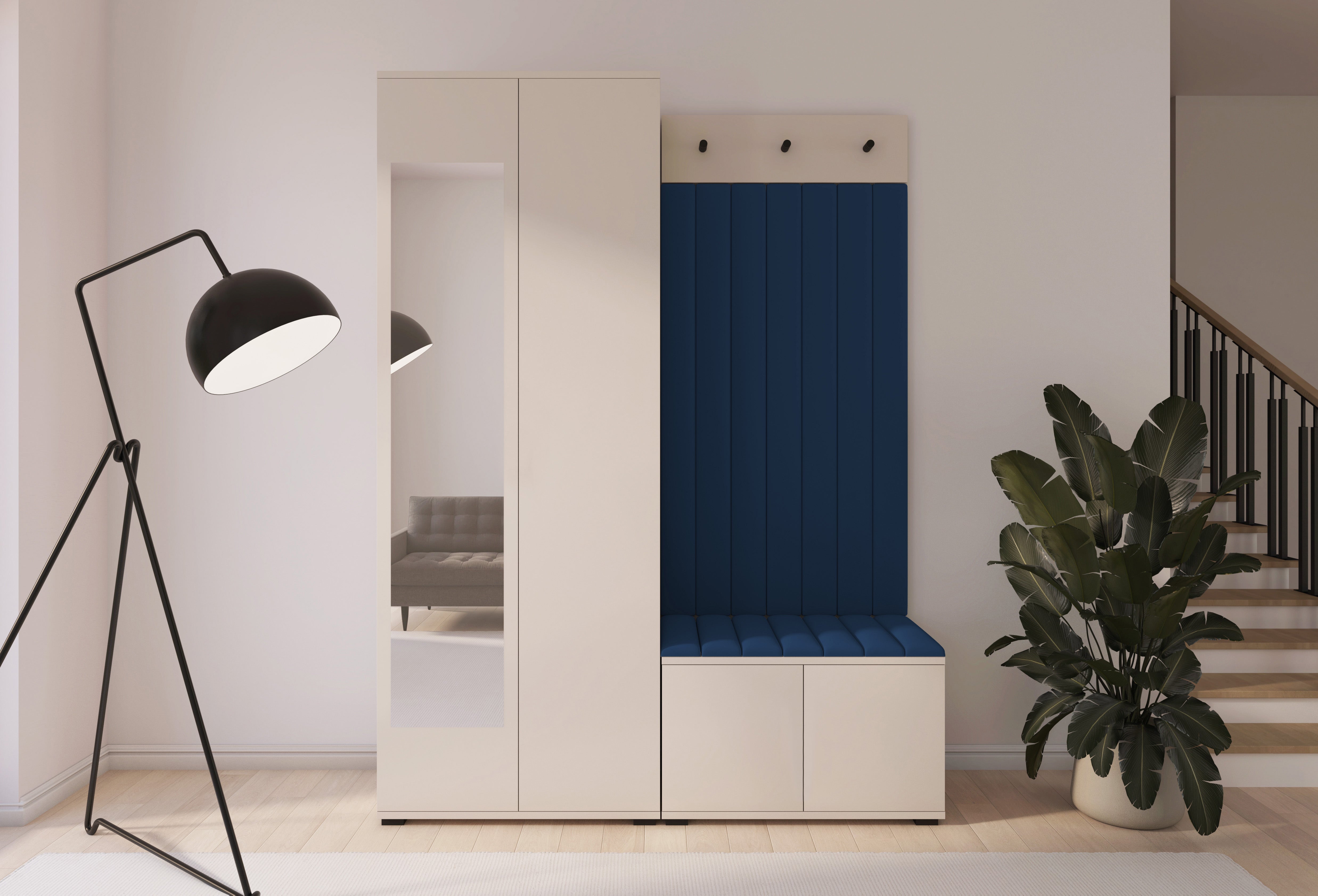 PK Bianco 13 Hallway Wardrobe Set - Upholstered Panels in Various Colours
