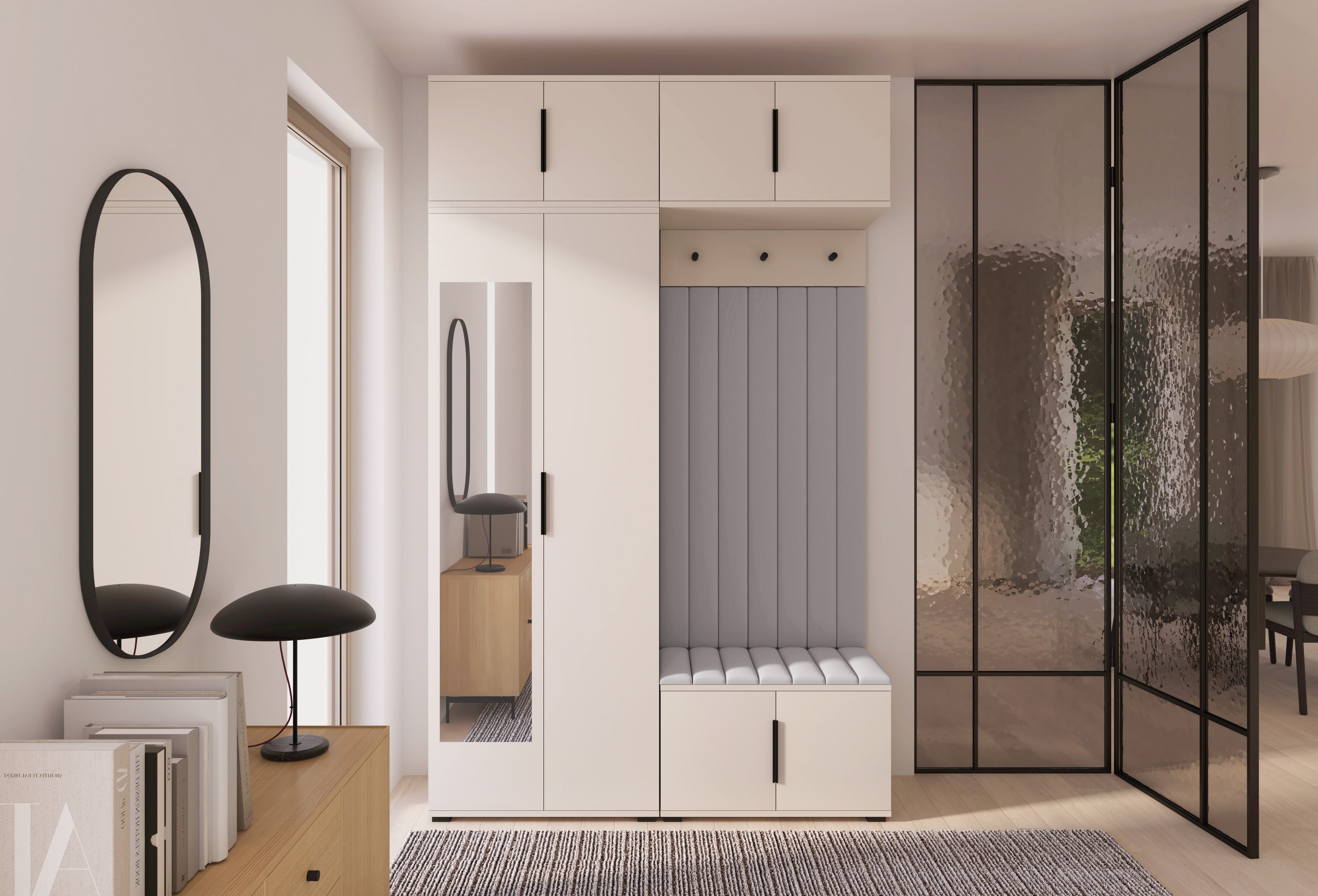 PK Bianco 11 Hallway Wardrobe Set - Upholstered Panels in Various Colours