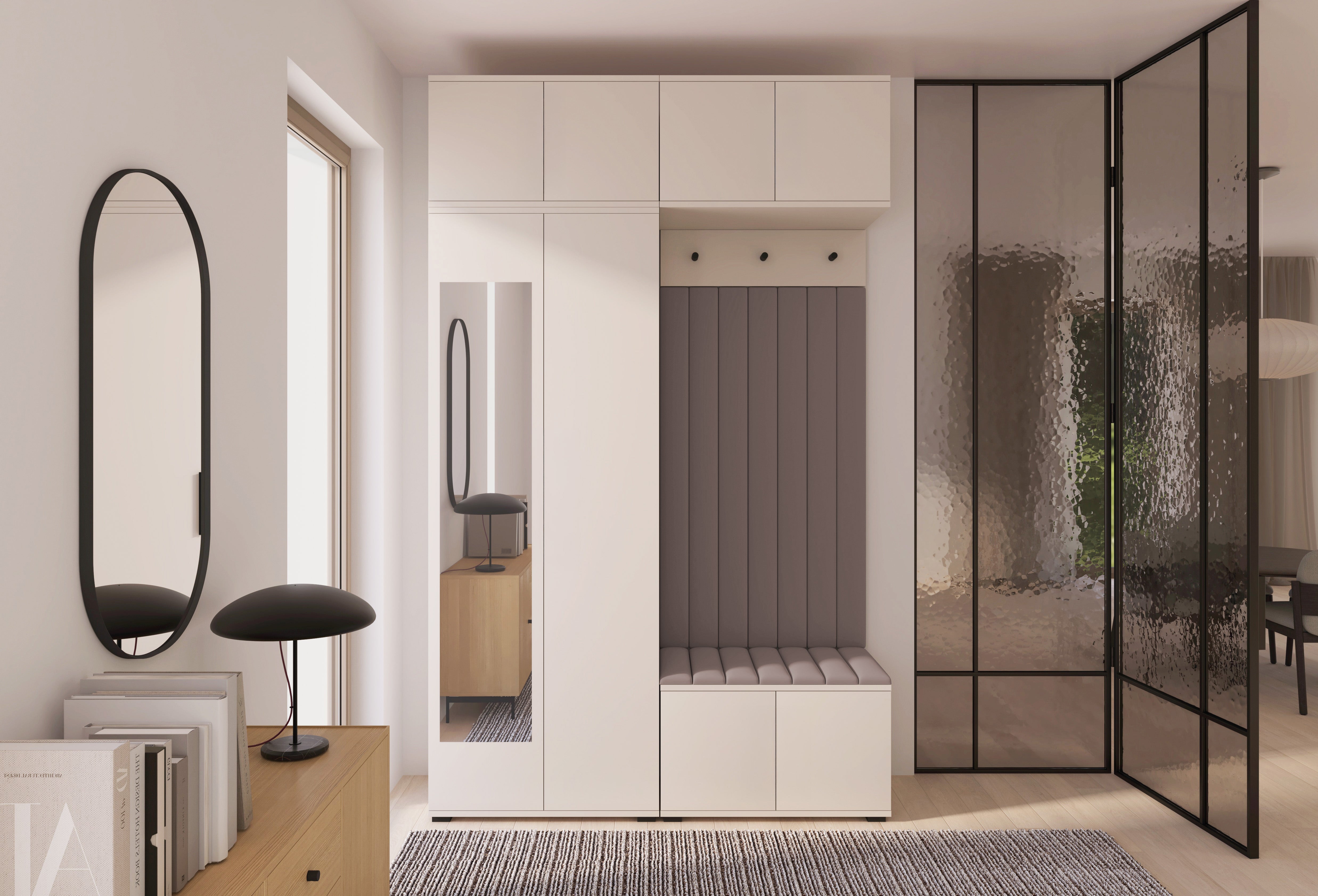 PK Bianco 11 Hallway Wardrobe Set - Upholstered Panels in Various Colours