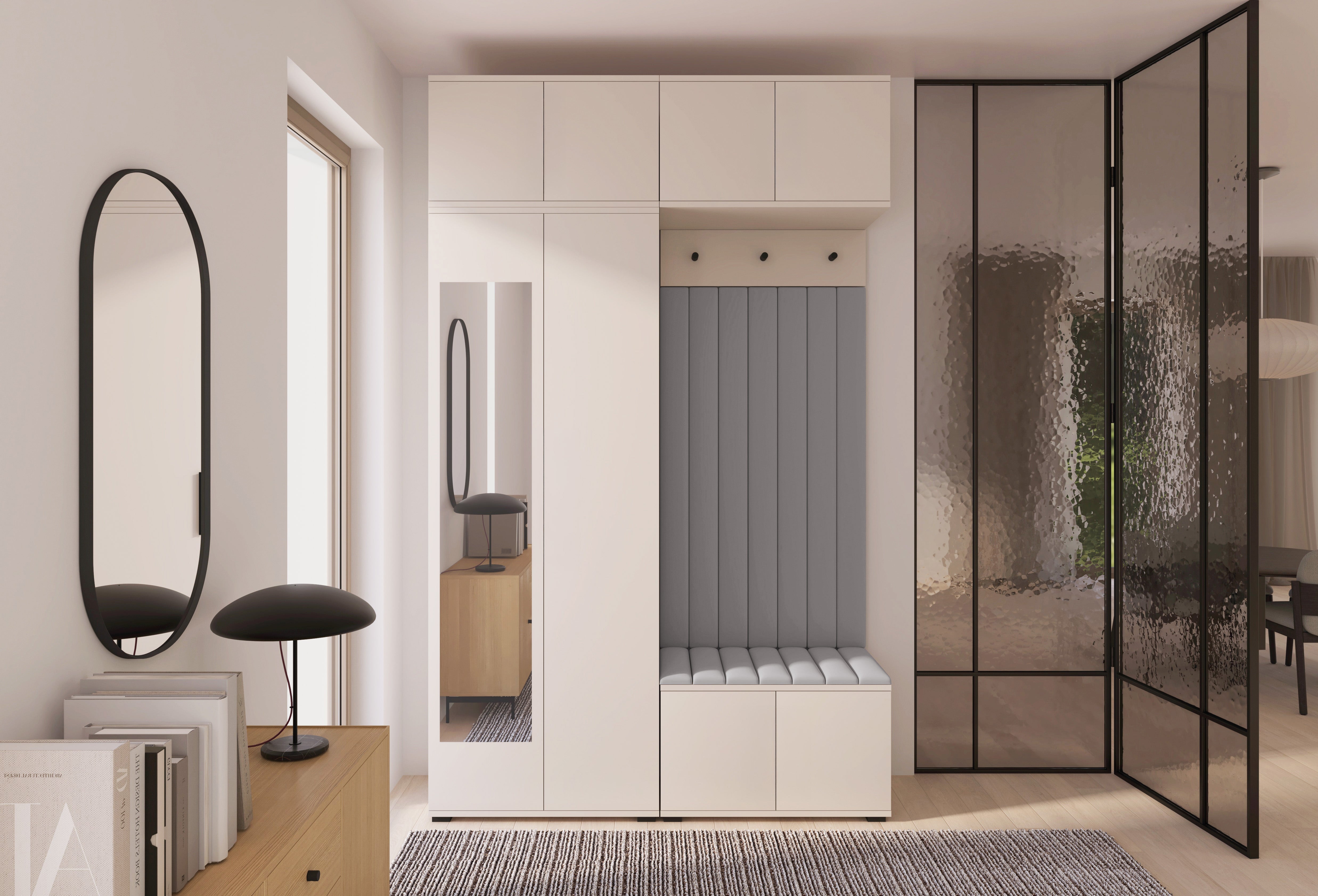 PK Bianco 11 Hallway Wardrobe Set - Upholstered Panels in Various Colours