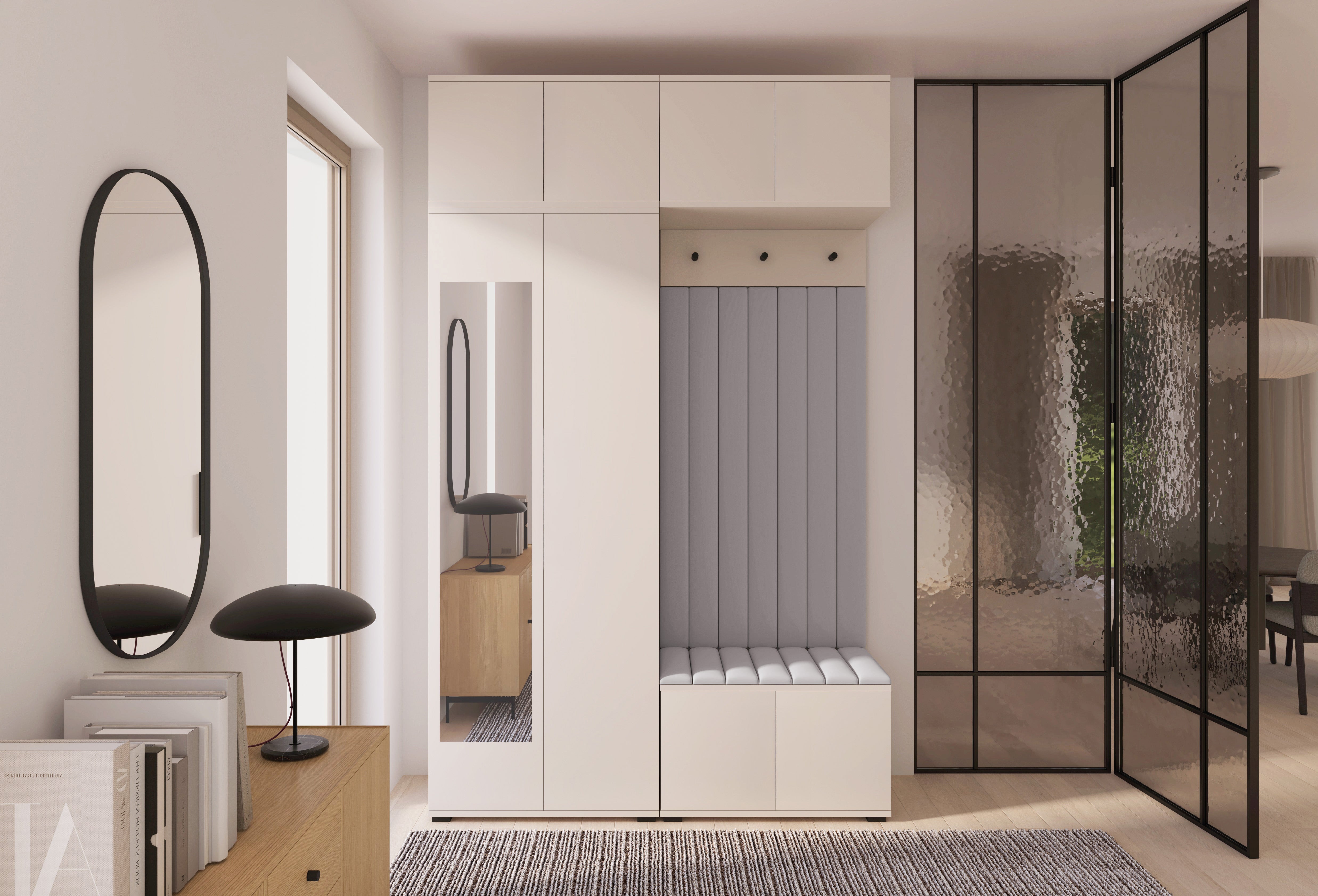 PK Bianco 11 Hallway Wardrobe Set - Upholstered Panels in Various Colours