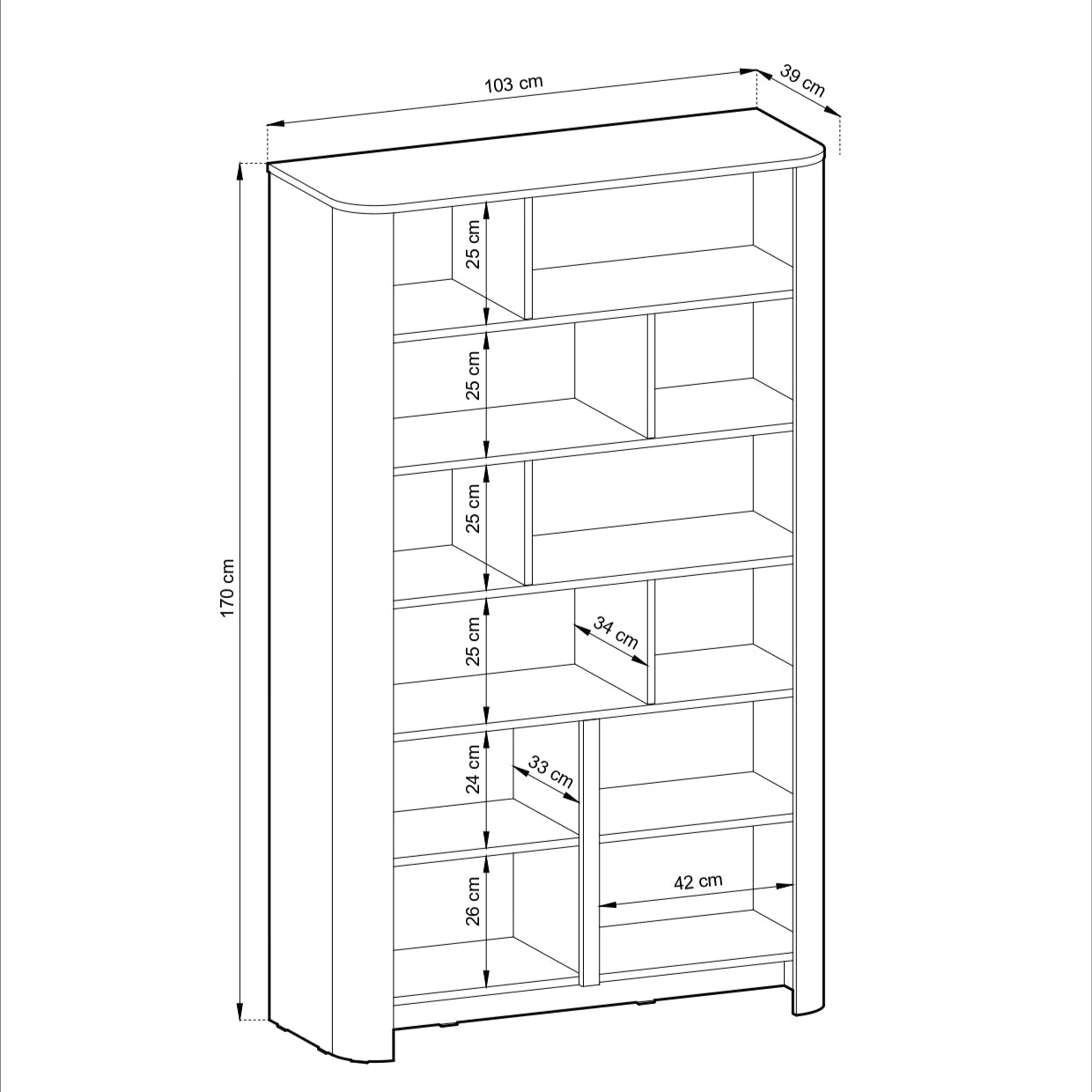 PI Bari Bücherregal – Kaschmir-Finish