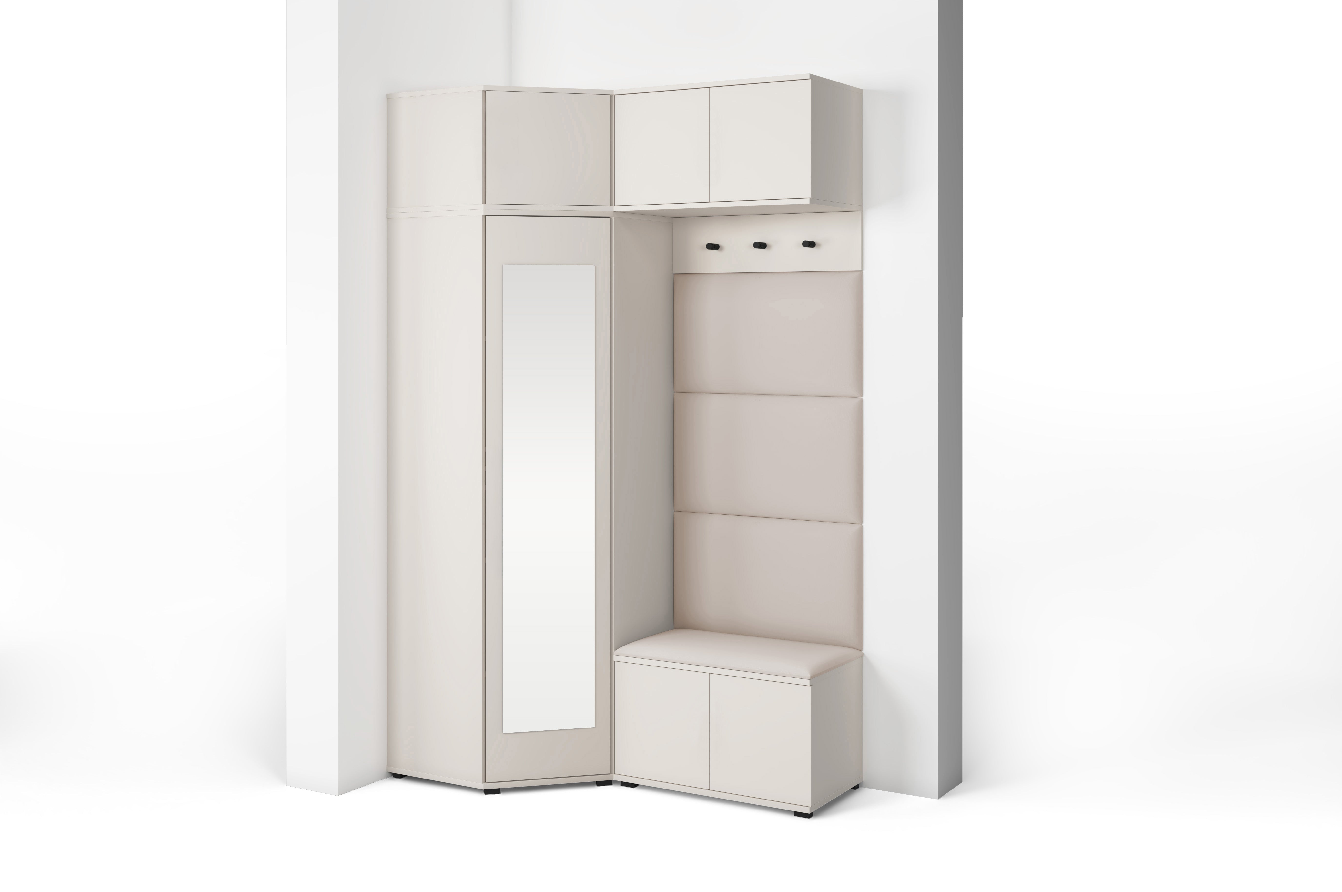 PK Bianco 19 Hallway Wardrobe Set - Upholstered Panels in Various Colours